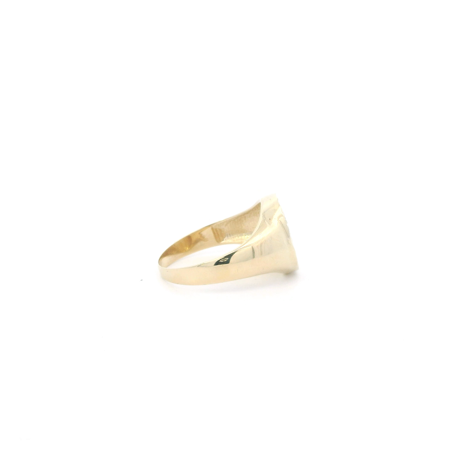 14K Yellow Gold Oval San Judas Mens Ring