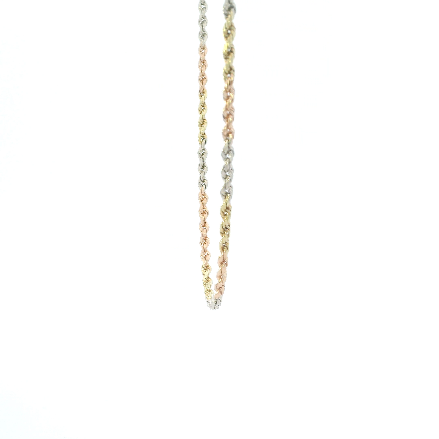 14K Tri Color Gold 25" Rope Chain