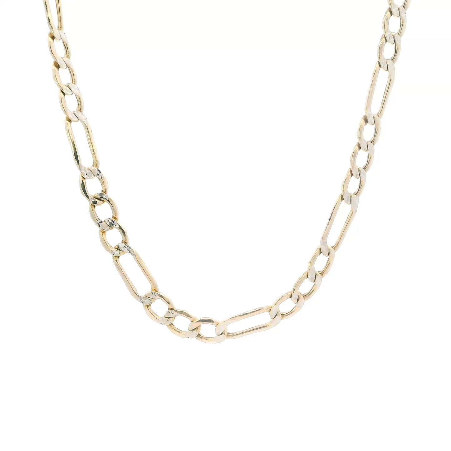 14K Yellow Gold 21" Diamond Cut Hollow Figaro Chain