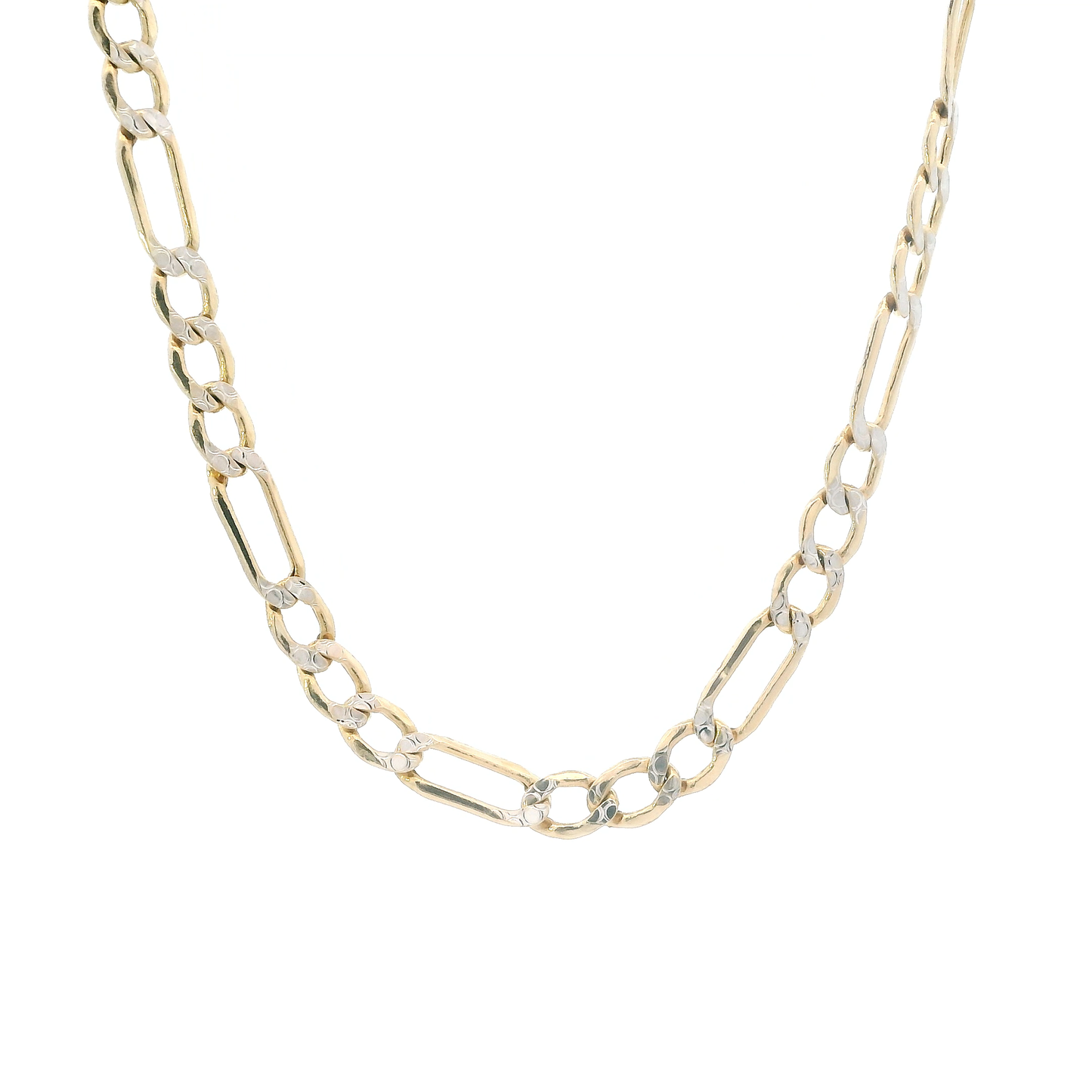 14K Yellow Gold 21" Diamond Cut Hollow Figaro Chain