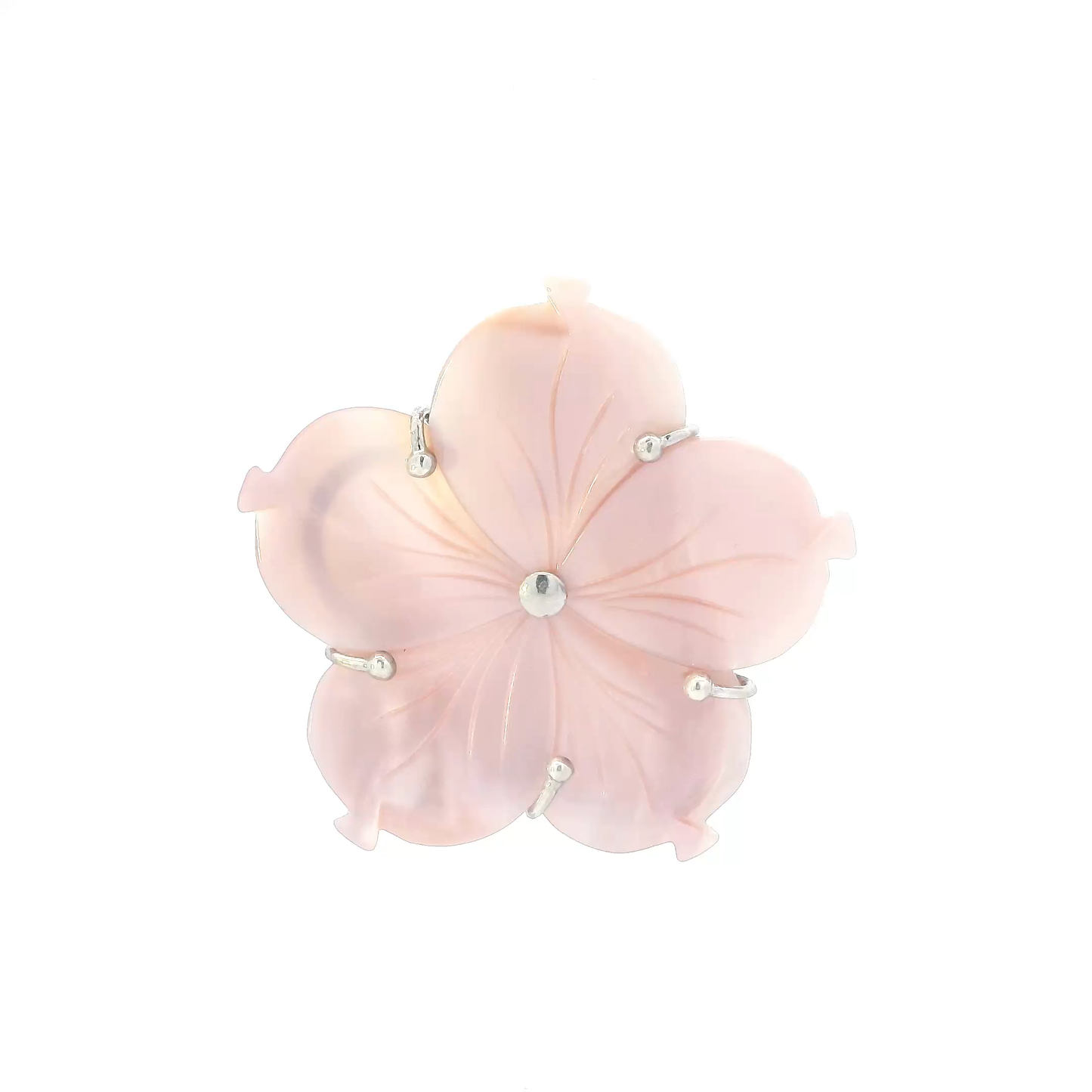 Sterling Silver Mop Pink Flower Pendant