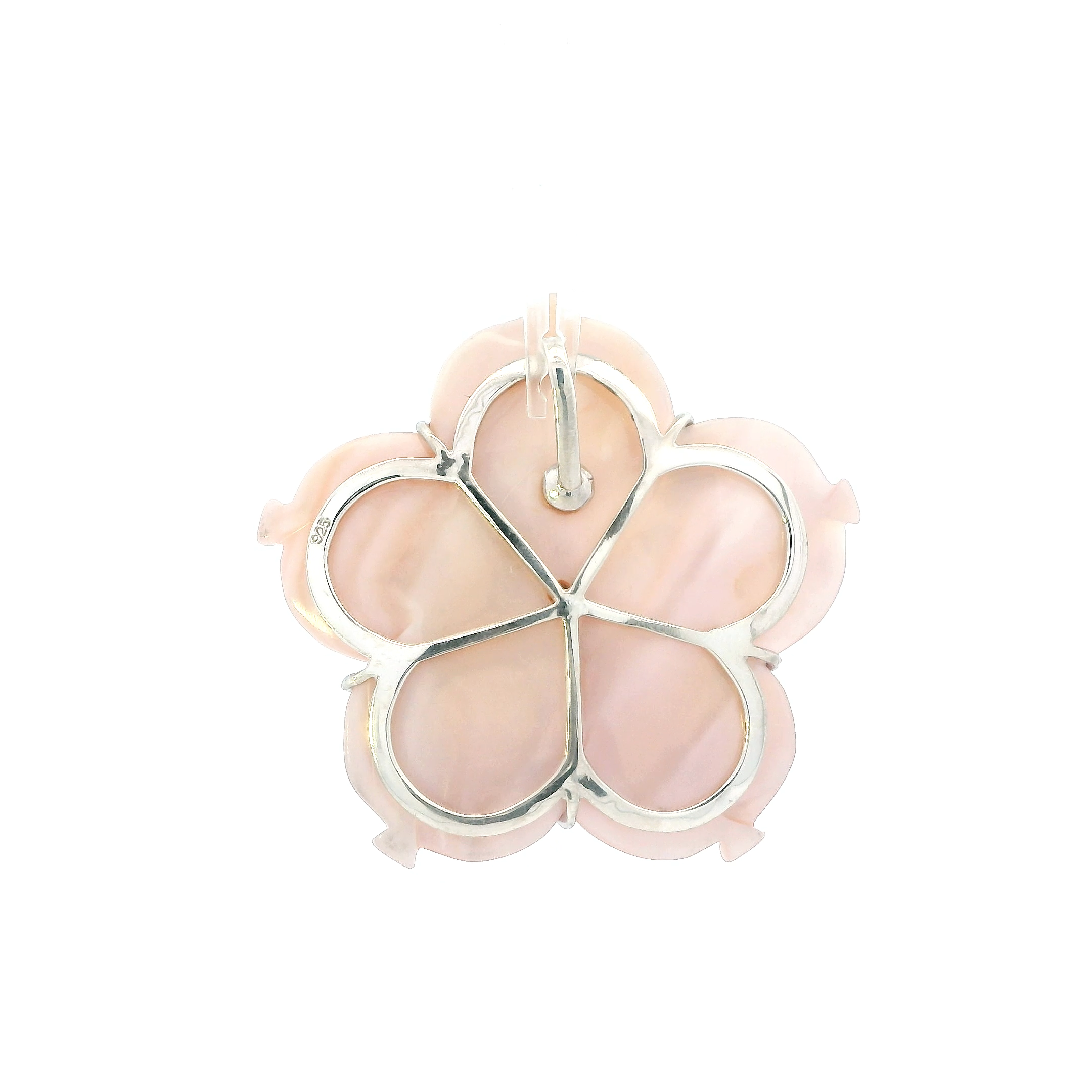 Sterling Silver Mop Pink Flower Pendant