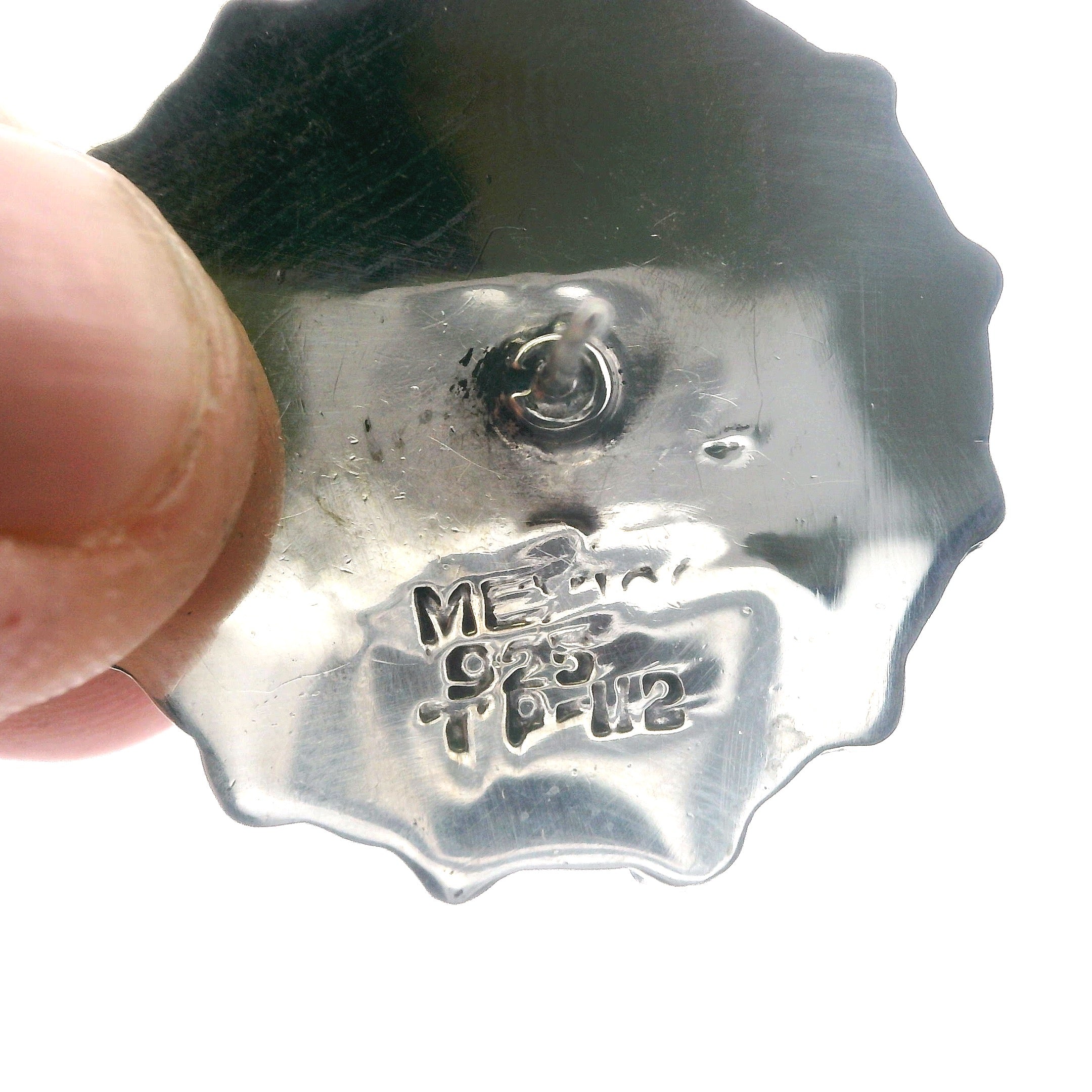 Sterling Silver Taxco Mex Turquoise Round Stud Earrings