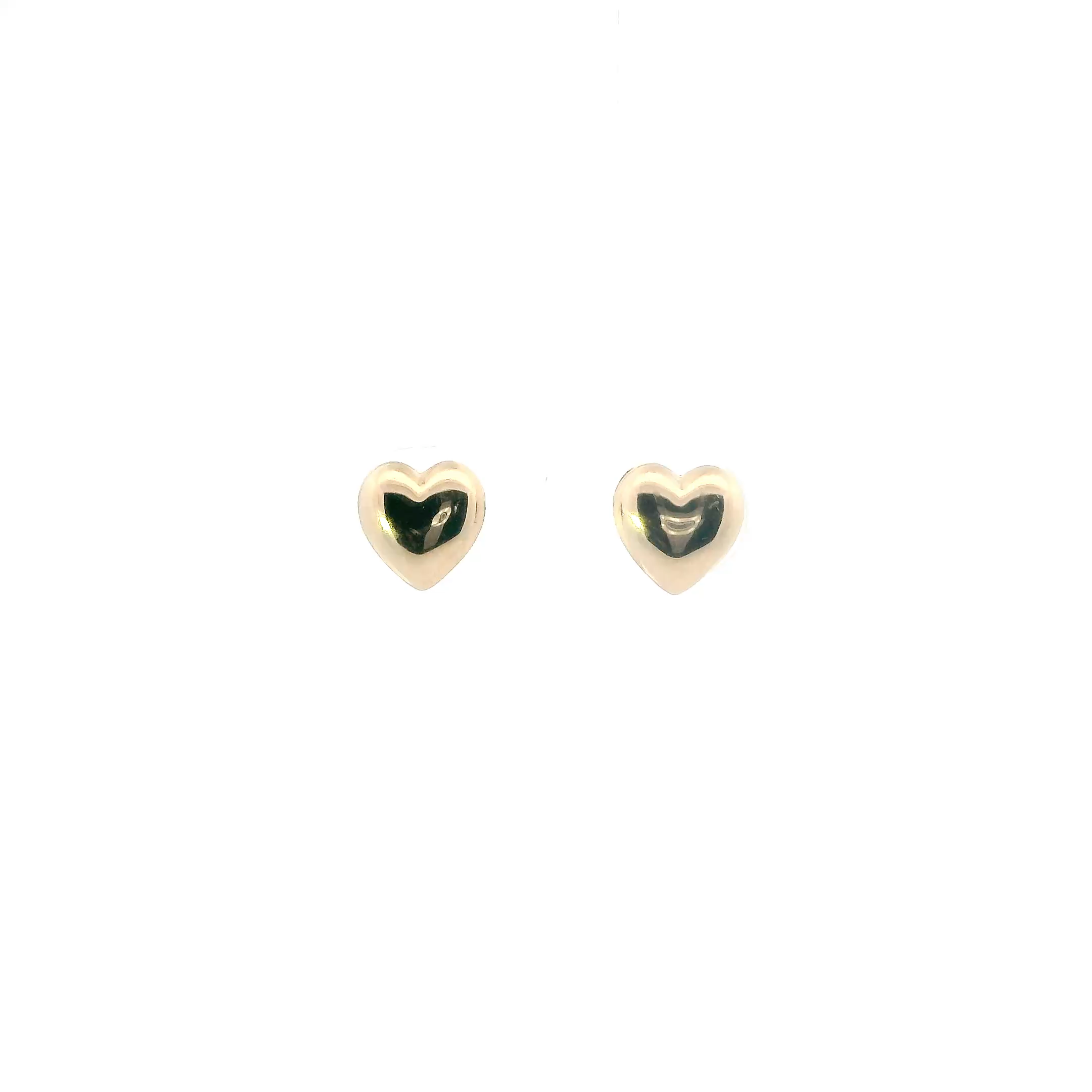 14K Yellow Gold Heart Stud Earrings