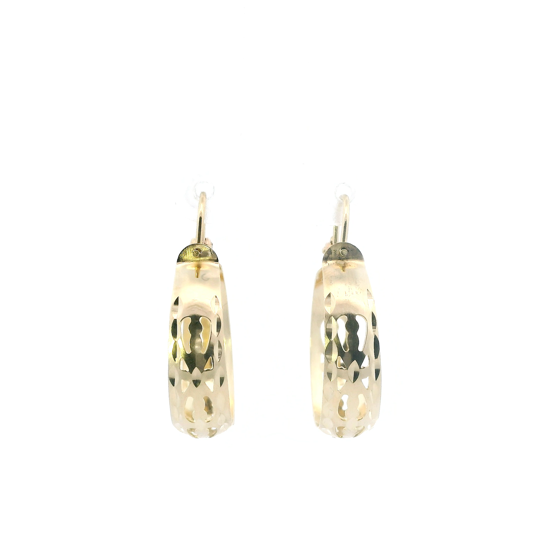 14K Yellow Gold Cut Out Hoop Earrings