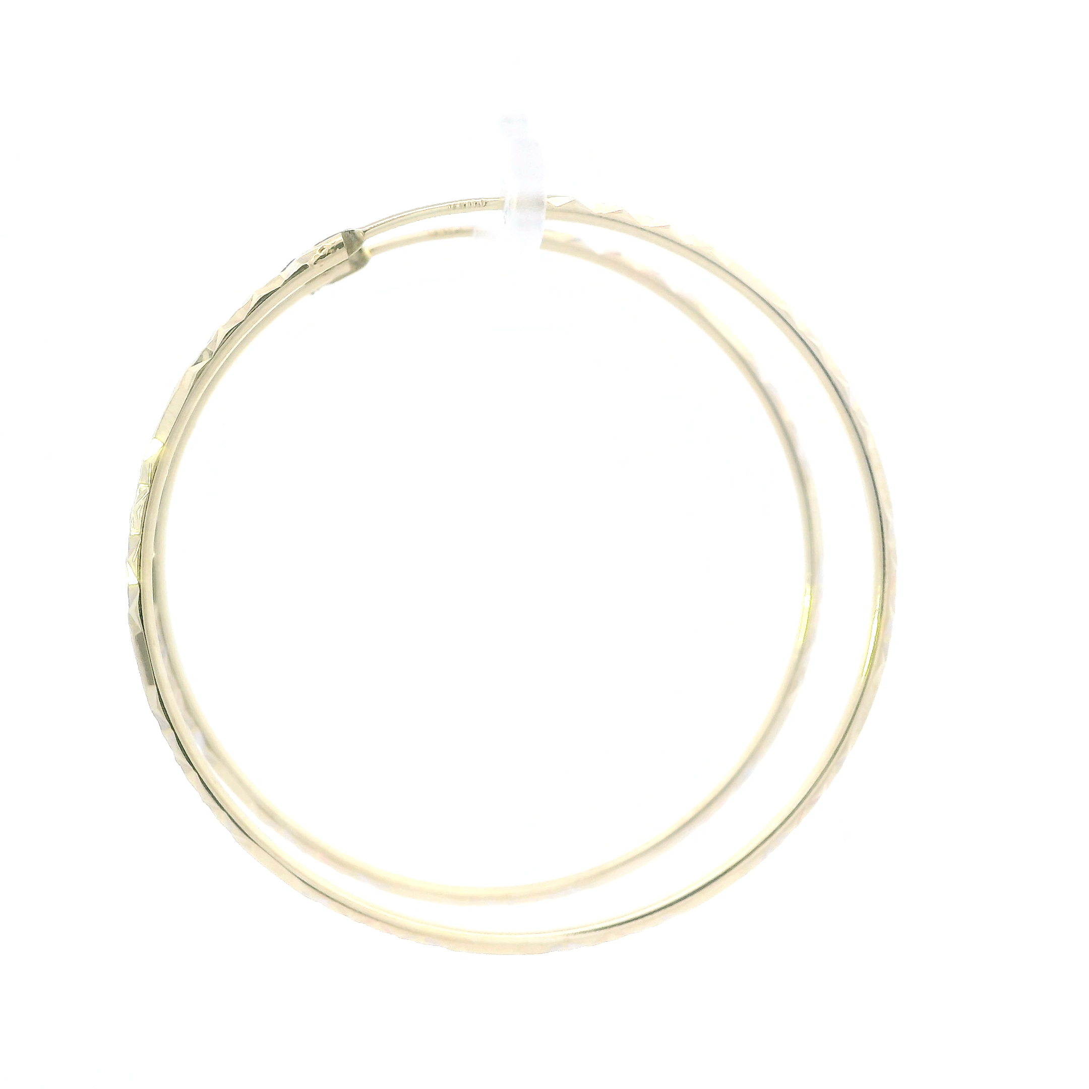 14K Yellow Gold Diamond Cut Design Hoop Earrings