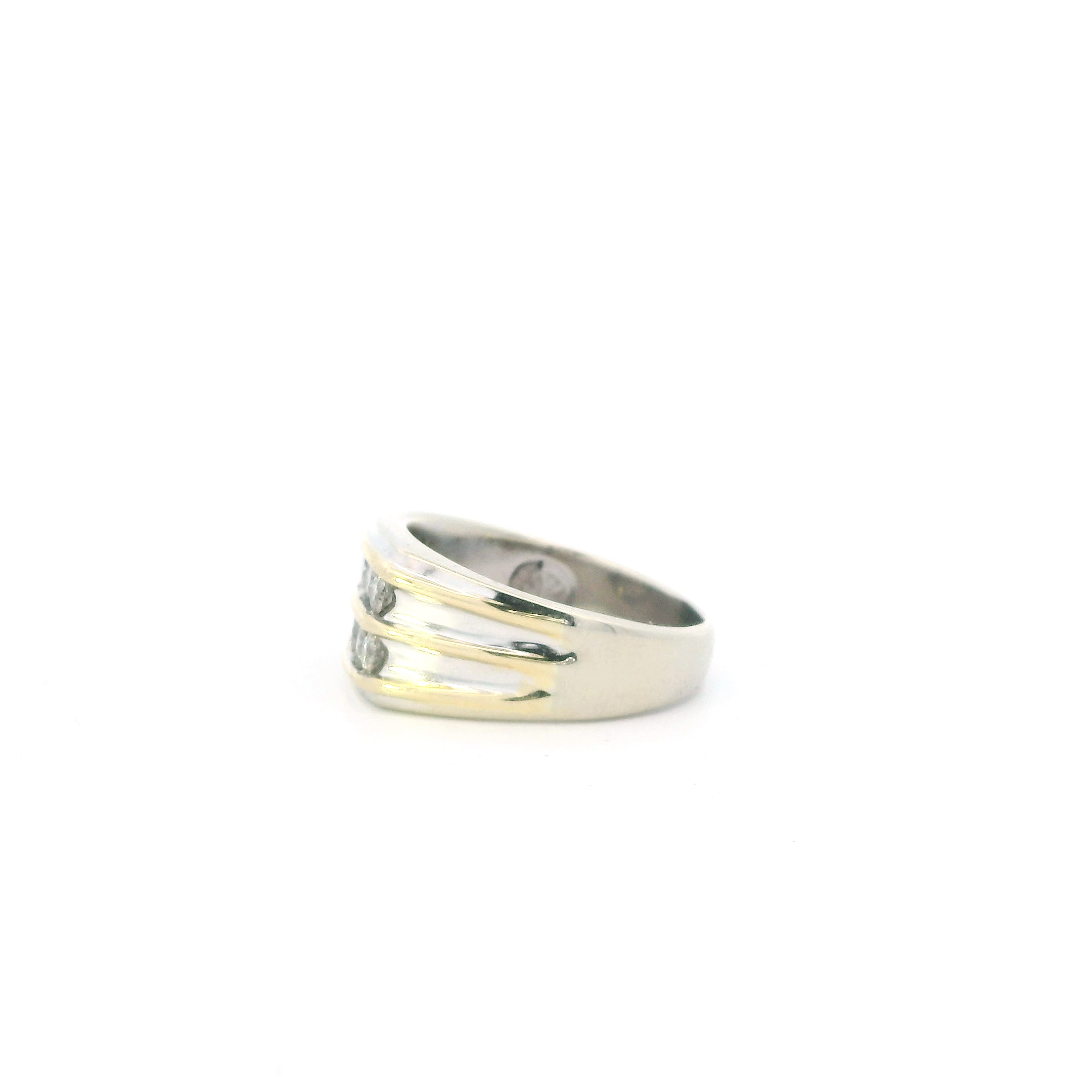 10K White & Yellow Gold Diamonds Mens Ring - 1.00ct