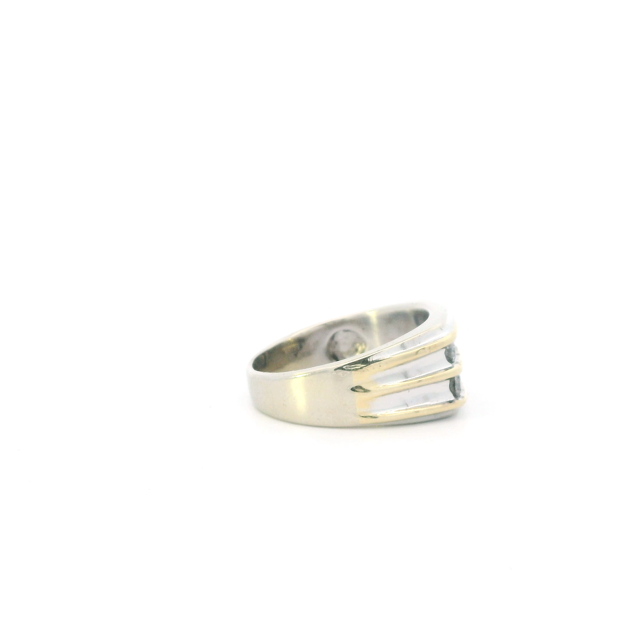 10K White & Yellow Gold Diamonds Mens Ring - 1.00ct