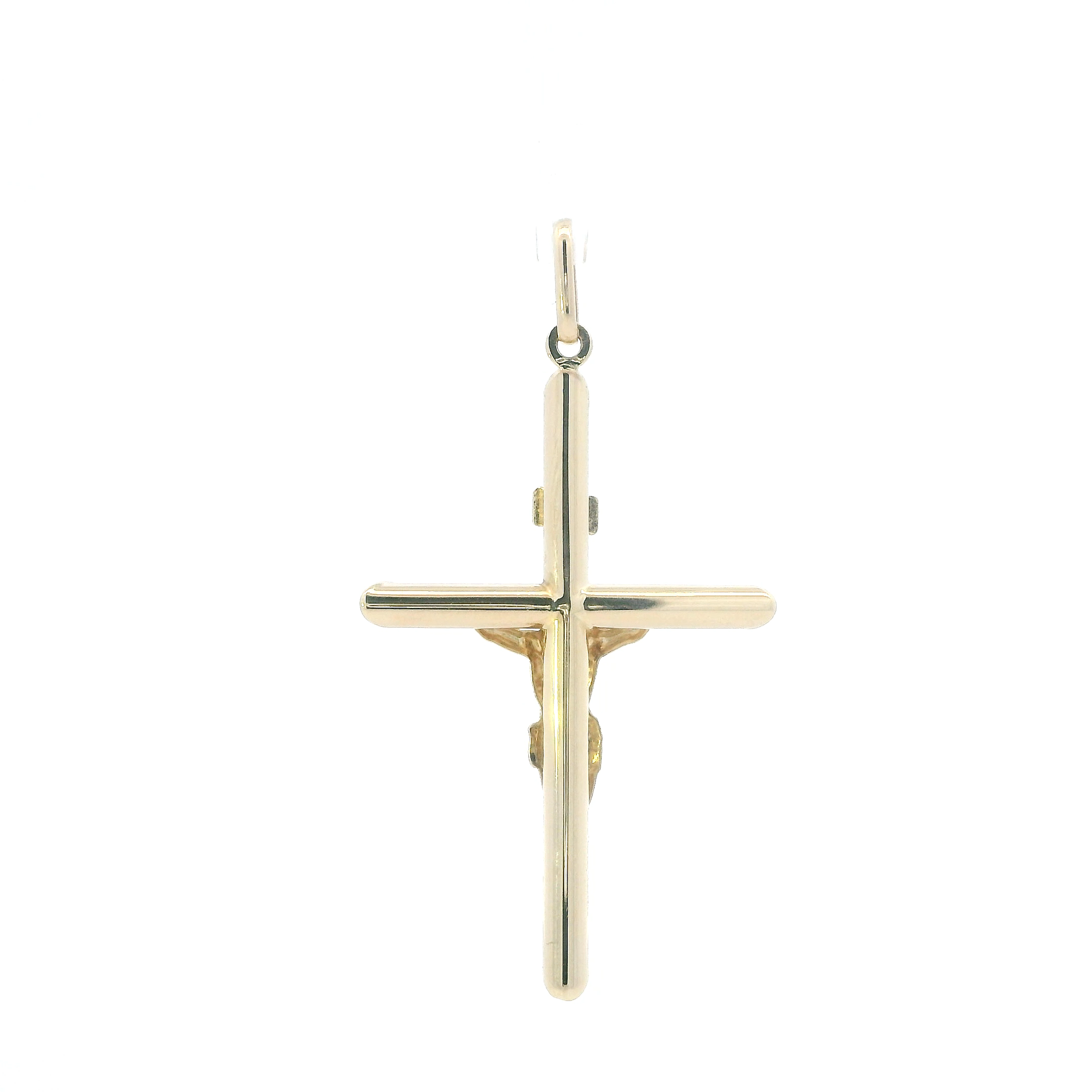 14K Yellow Gold Religious Tube Cross Pendant
