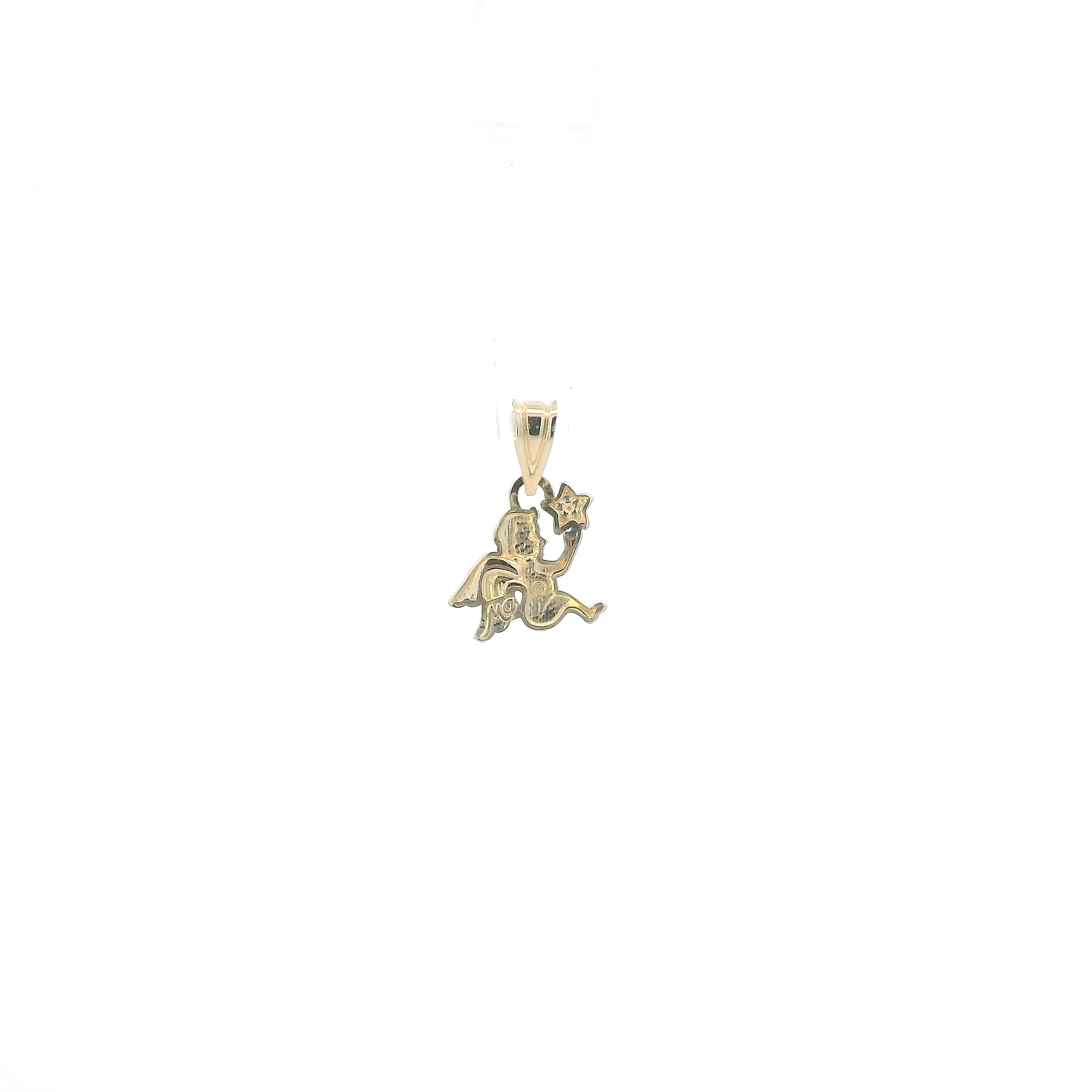 14K Yellow Gold Star & Angel Pendant