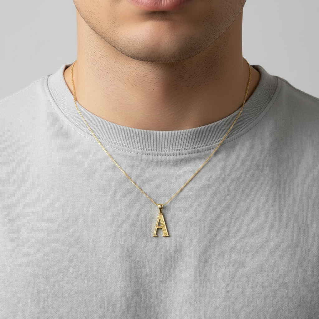 10K Yellow Gold Diamond Cut Letter 