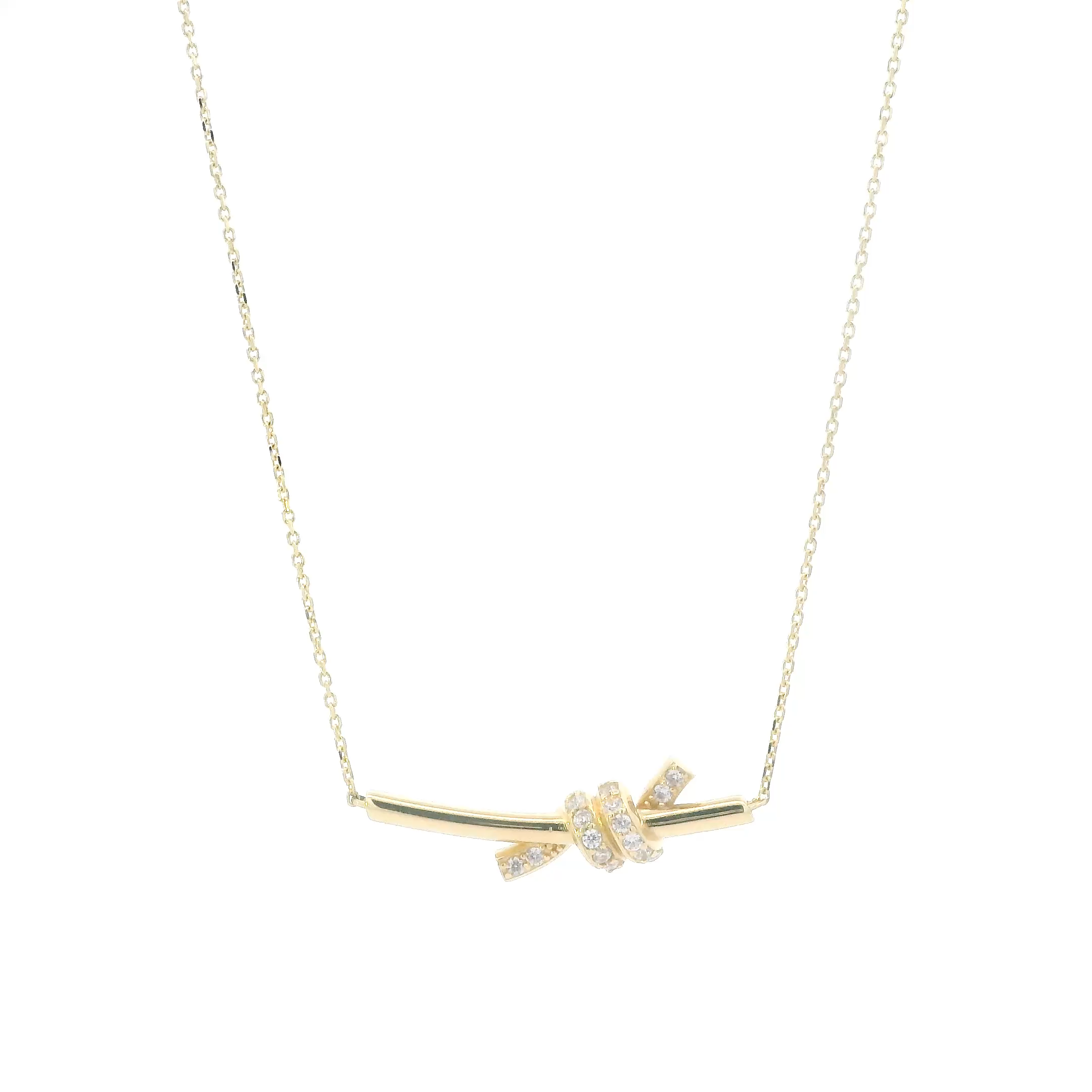 18K Yellow Gold Knot Pendant & 17.5