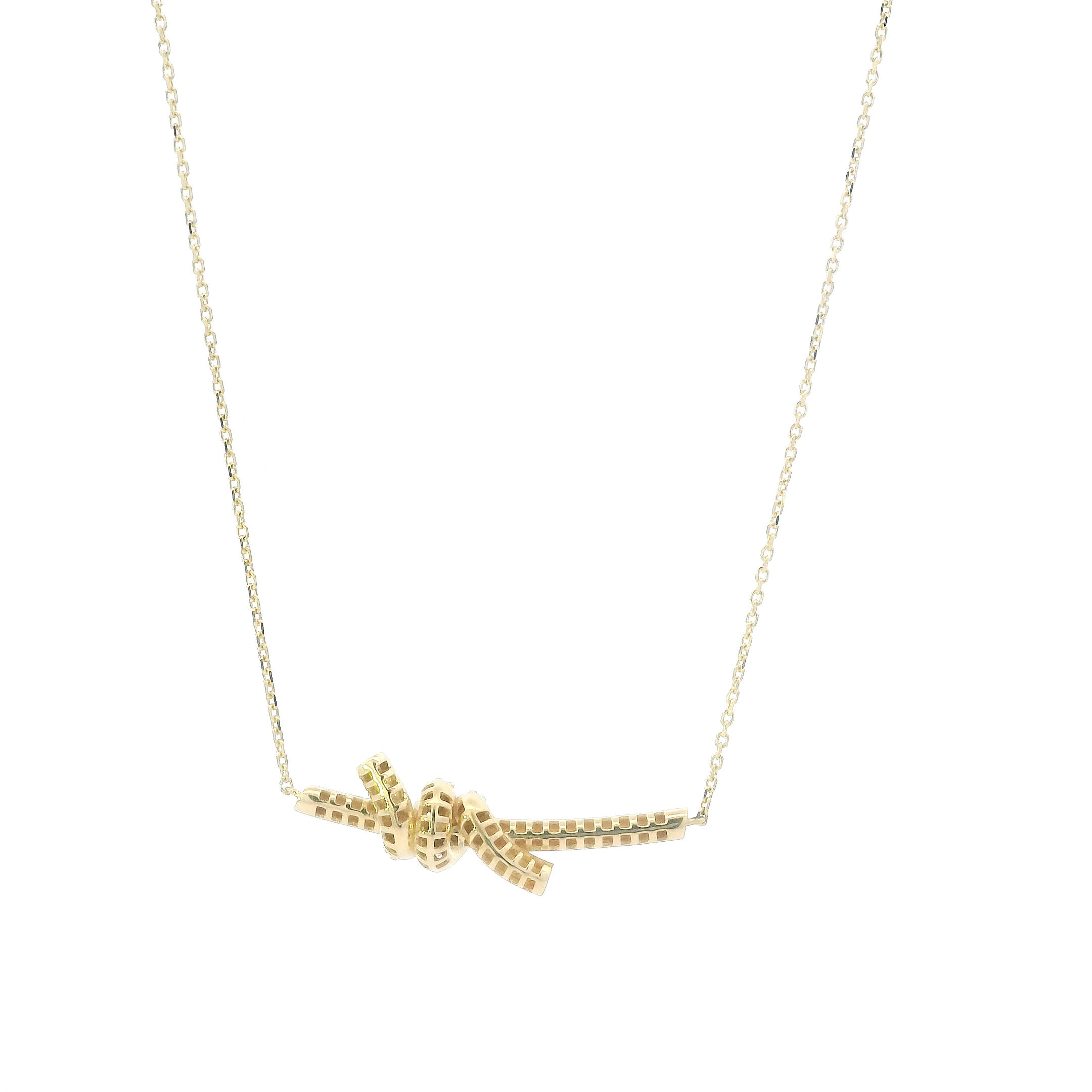 18K Yellow Gold Knot Pendant & 17.5