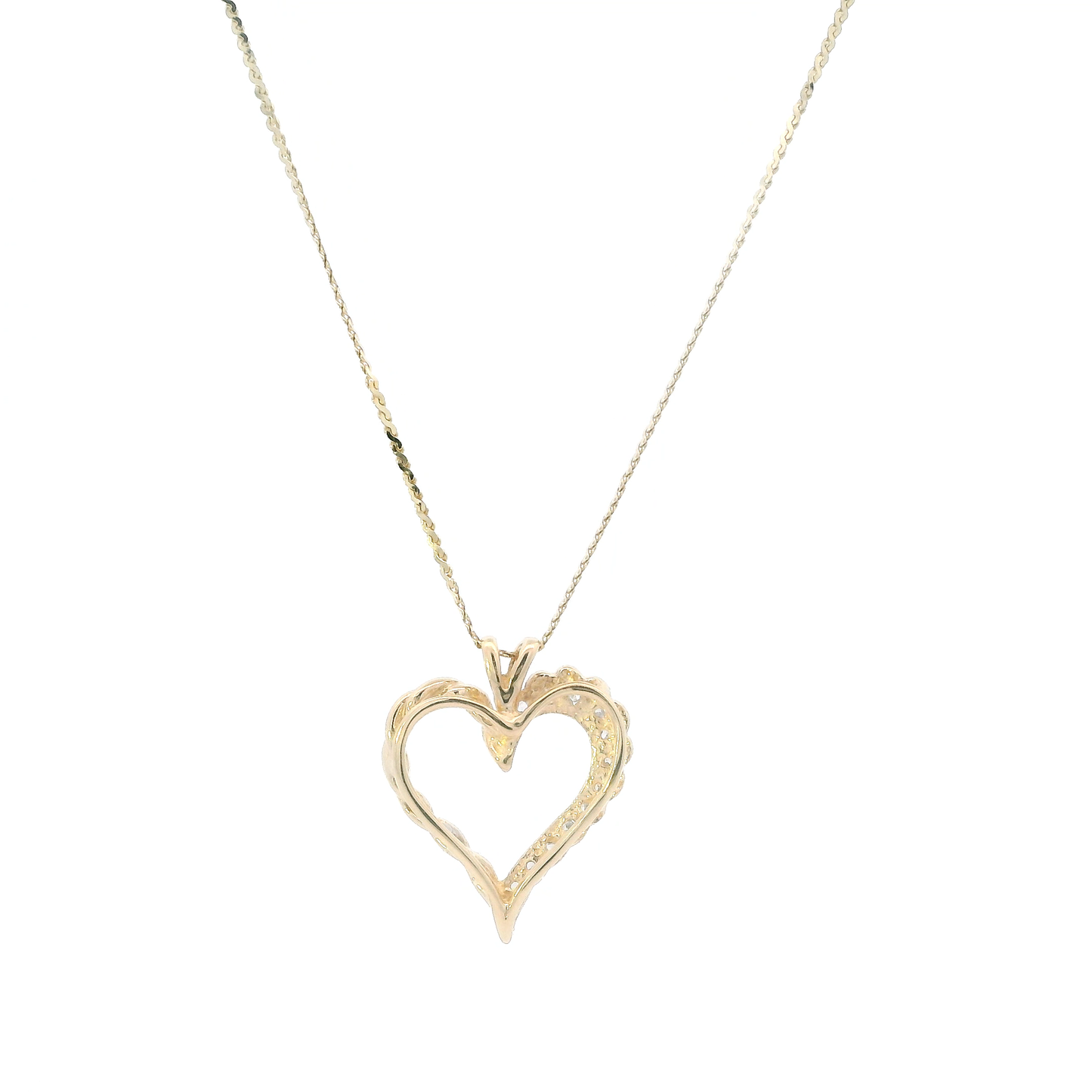 14K Yellow & White Gold Heart Pendant & 20.5" Serpentine Chain