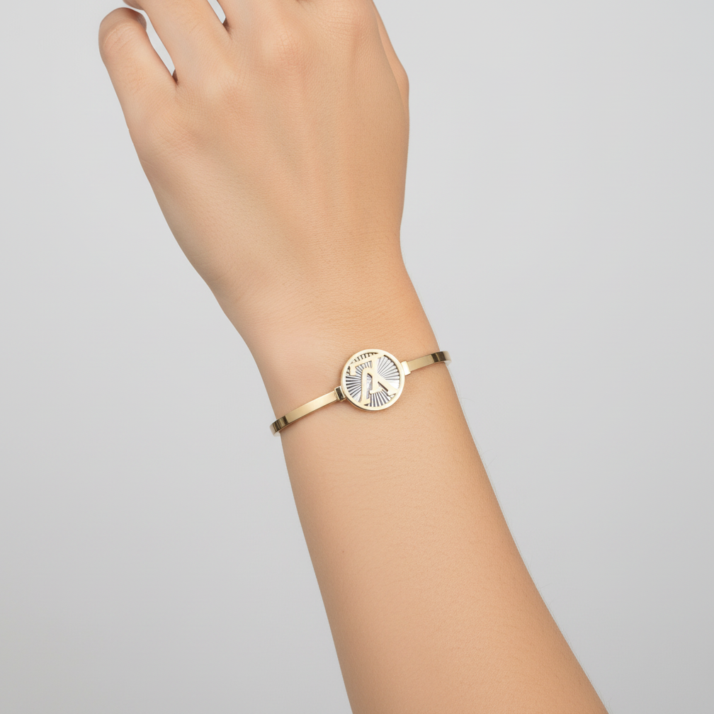 18K Yellow Gold "LV" Inspired Bangel Bracelet