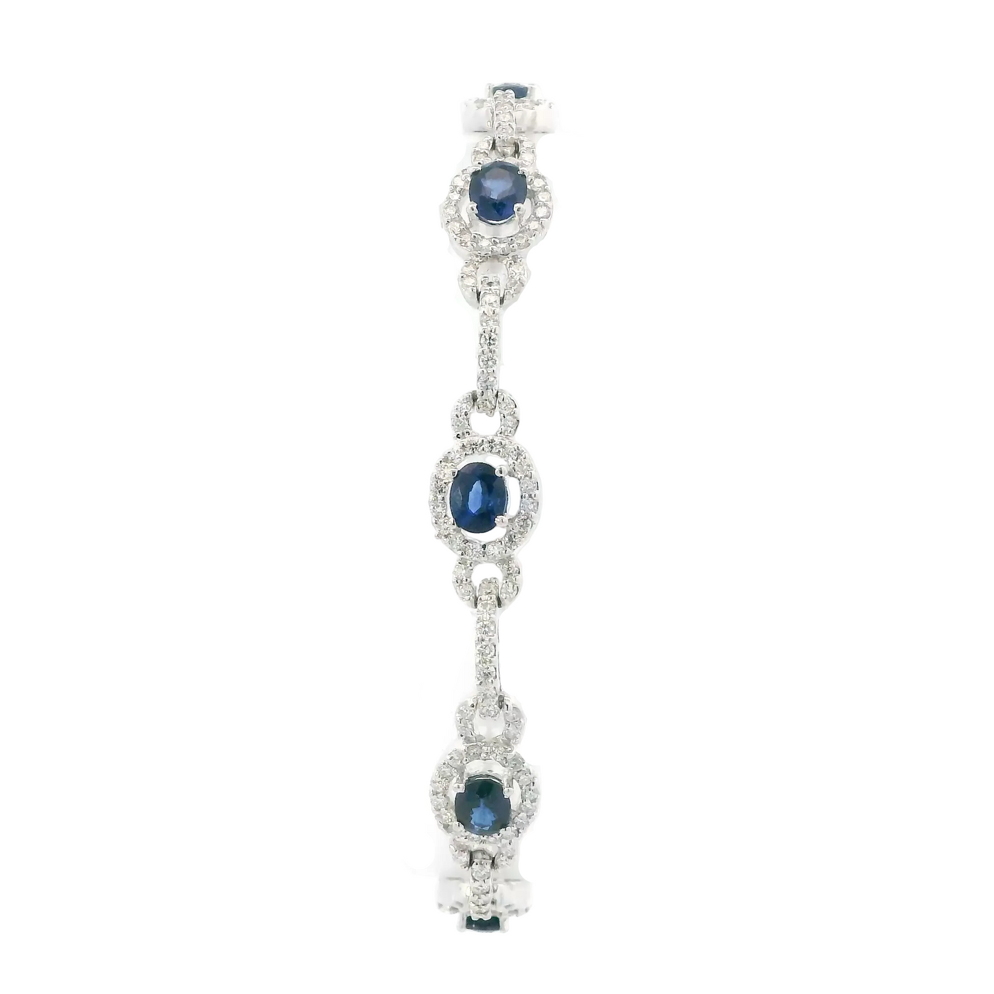18K White Gold 7" Blue Sapphire & Diamonds Bracelet - 2.48ct