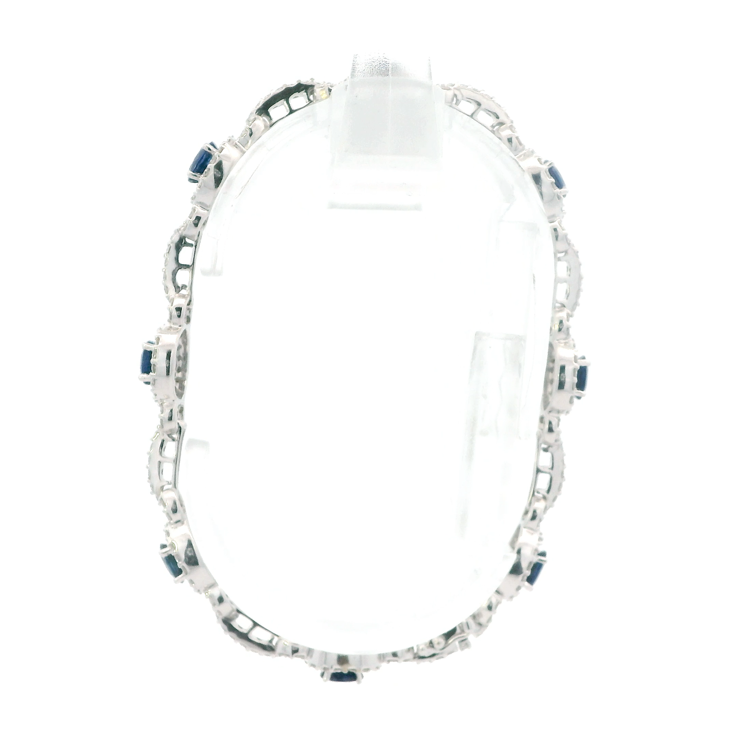 18K White Gold 7" Blue Sapphire & Diamonds Bracelet - 2.48ct