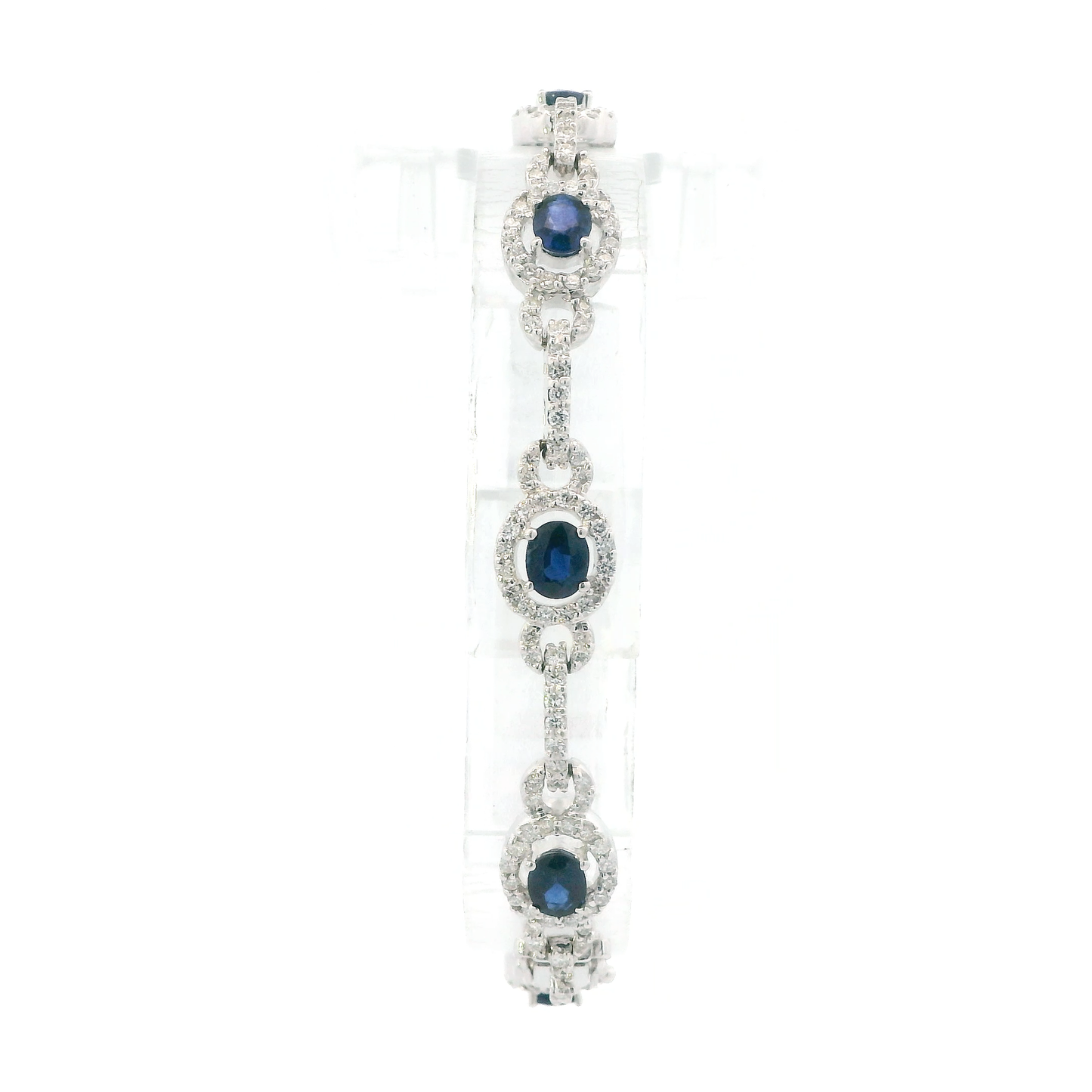 18K White Gold 7" Blue Sapphire & Diamonds Bracelet - 2.48ct