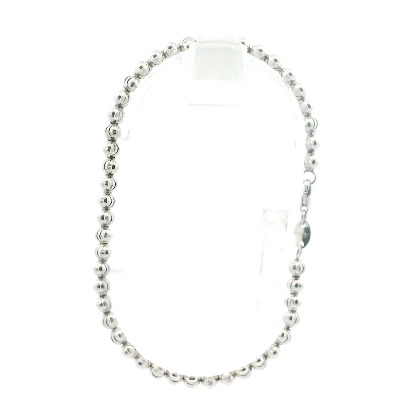 14K White Gold 7.75" Beaded Bracelet