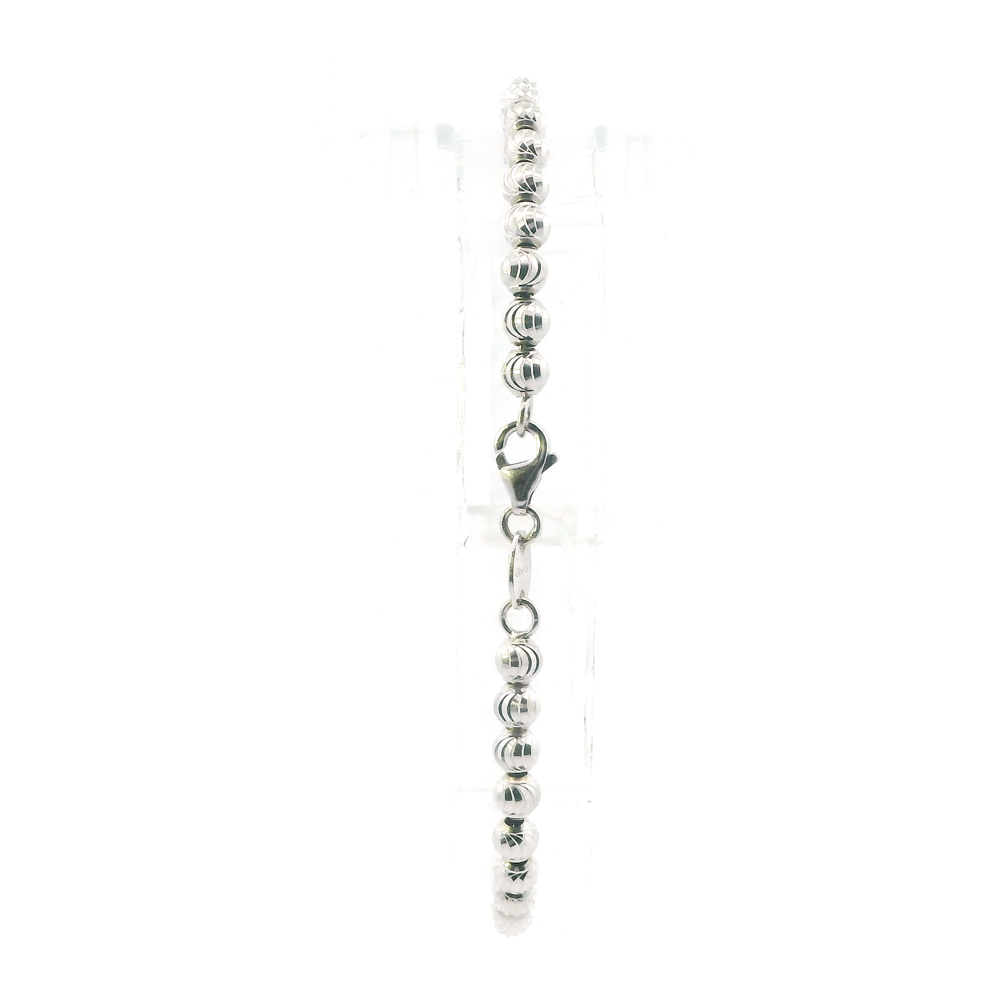 14K White Gold 7.75" Beaded Bracelet