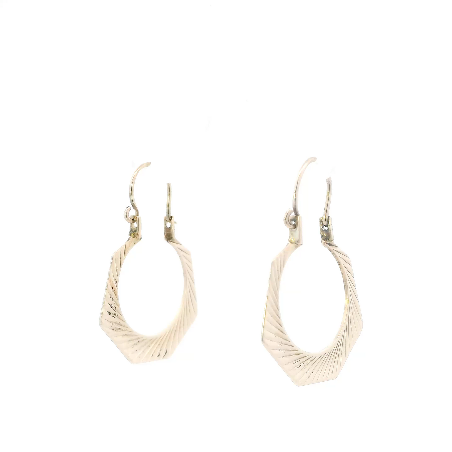 10K Yellow Gold Diamond Cut Flat Hoop Earrings