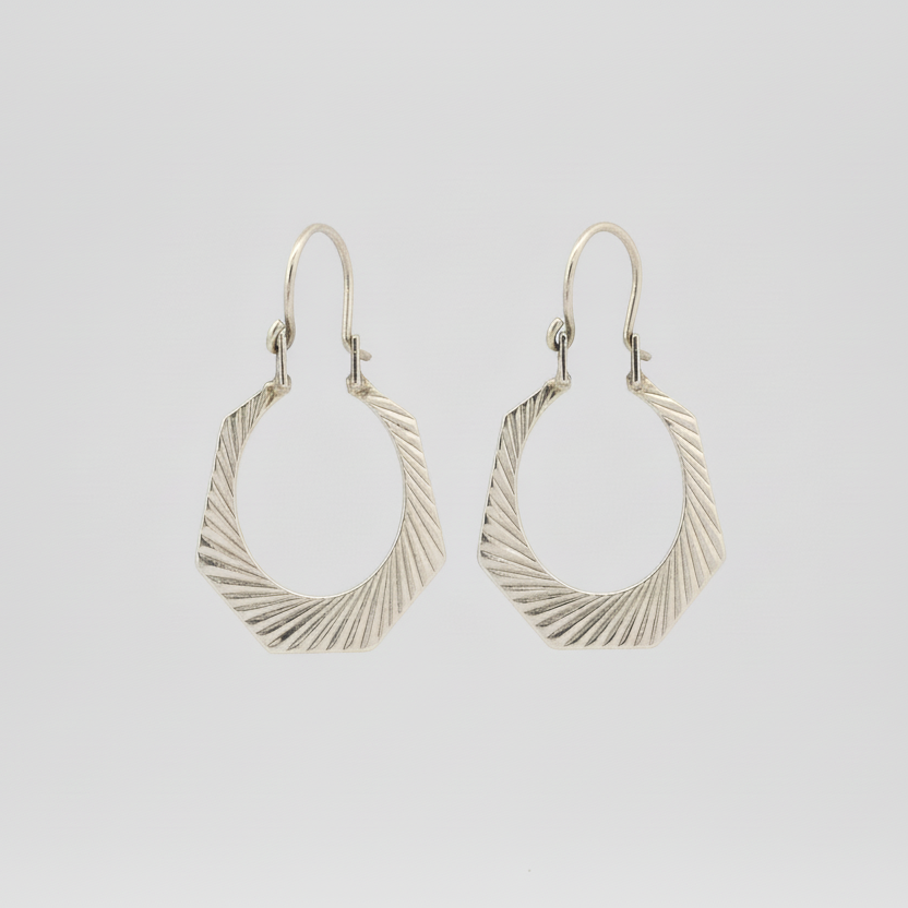 10K Yellow Gold Diamond Cut Flat Hoop Earrings