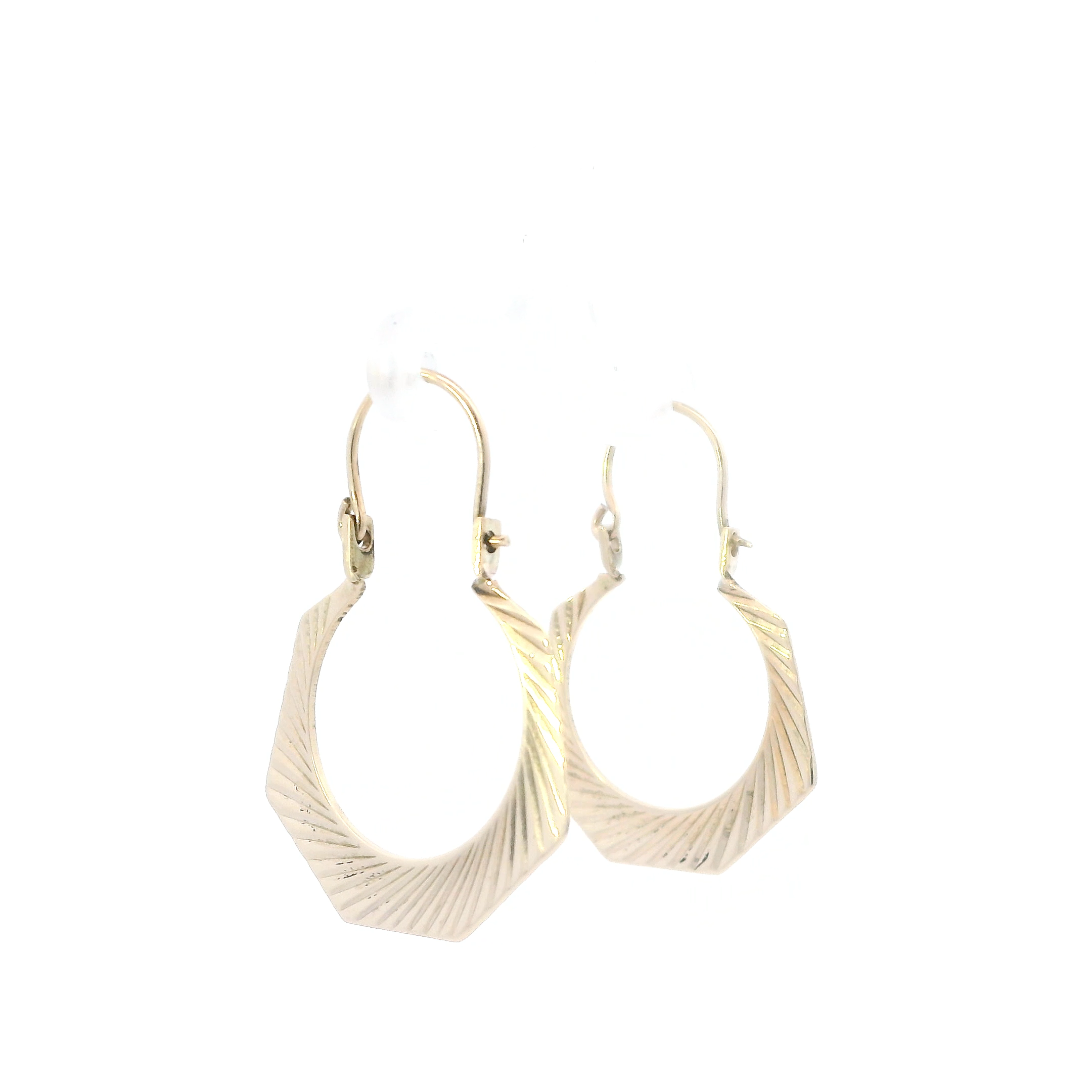 10K Yellow Gold Diamond Cut Flat Hoop Earrings