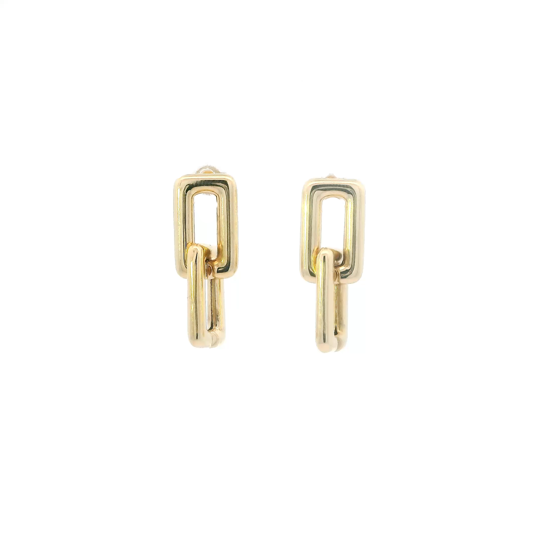 18K Yellow Gold Rectangular Dangle Earrings