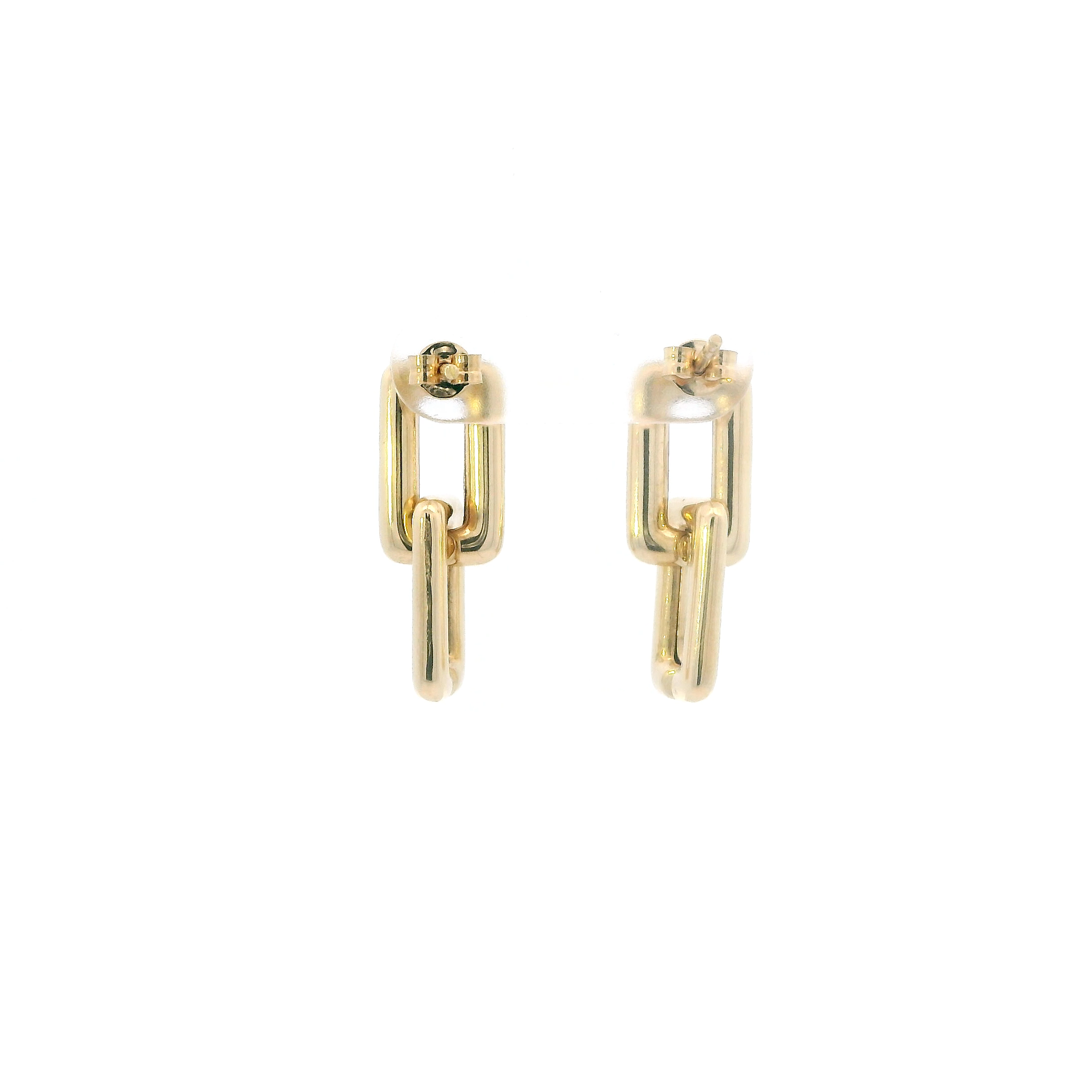 18K Yellow Gold Rectangular Dangle Earrings