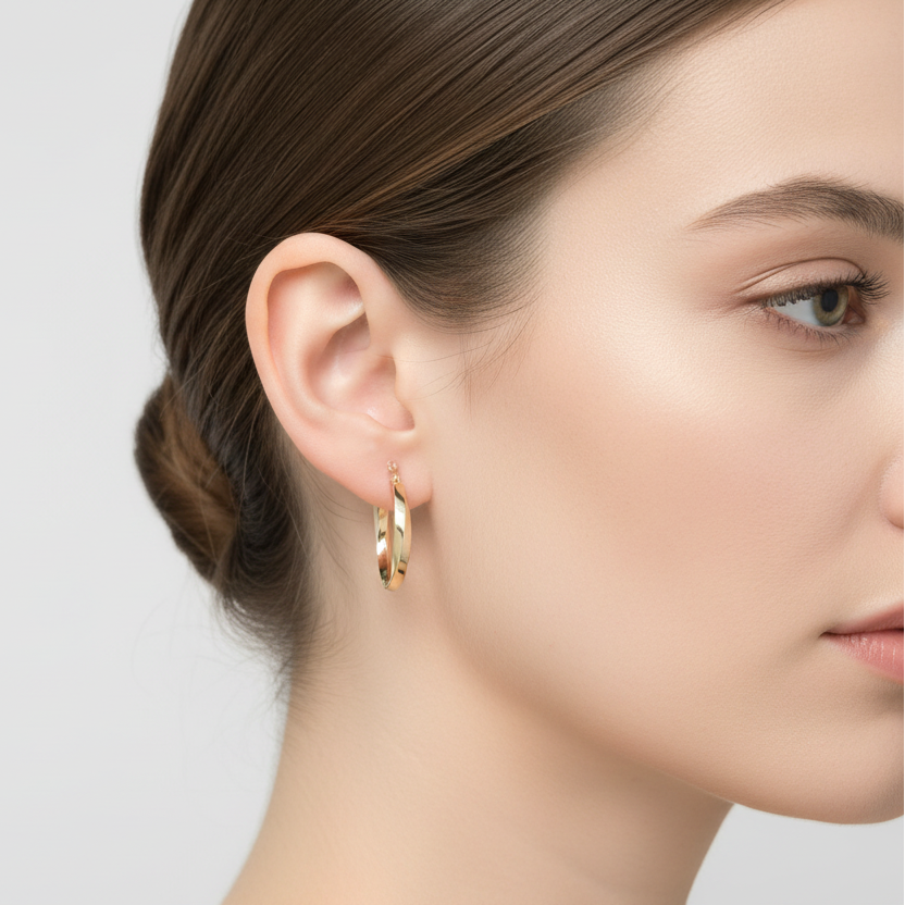 14K Yellow Gold Twisted Hoop Earrings