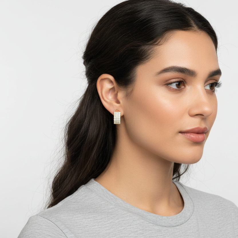 14K Yellow Gold Diamond Oval Hoop Lever Back Earrings - 1.68ct