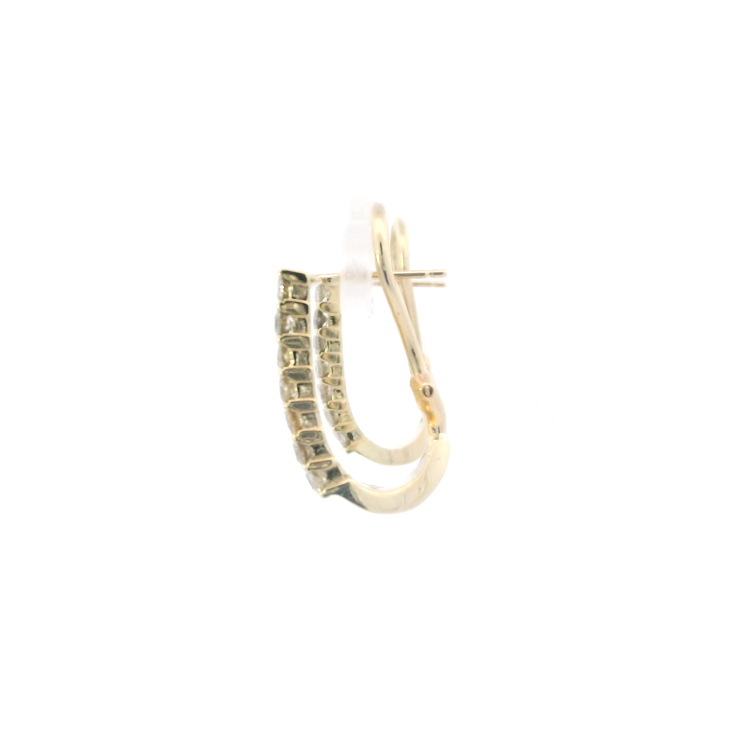 14K Yellow Gold Diamond Oval Hoop Lever Back Earrings - 1.68ct