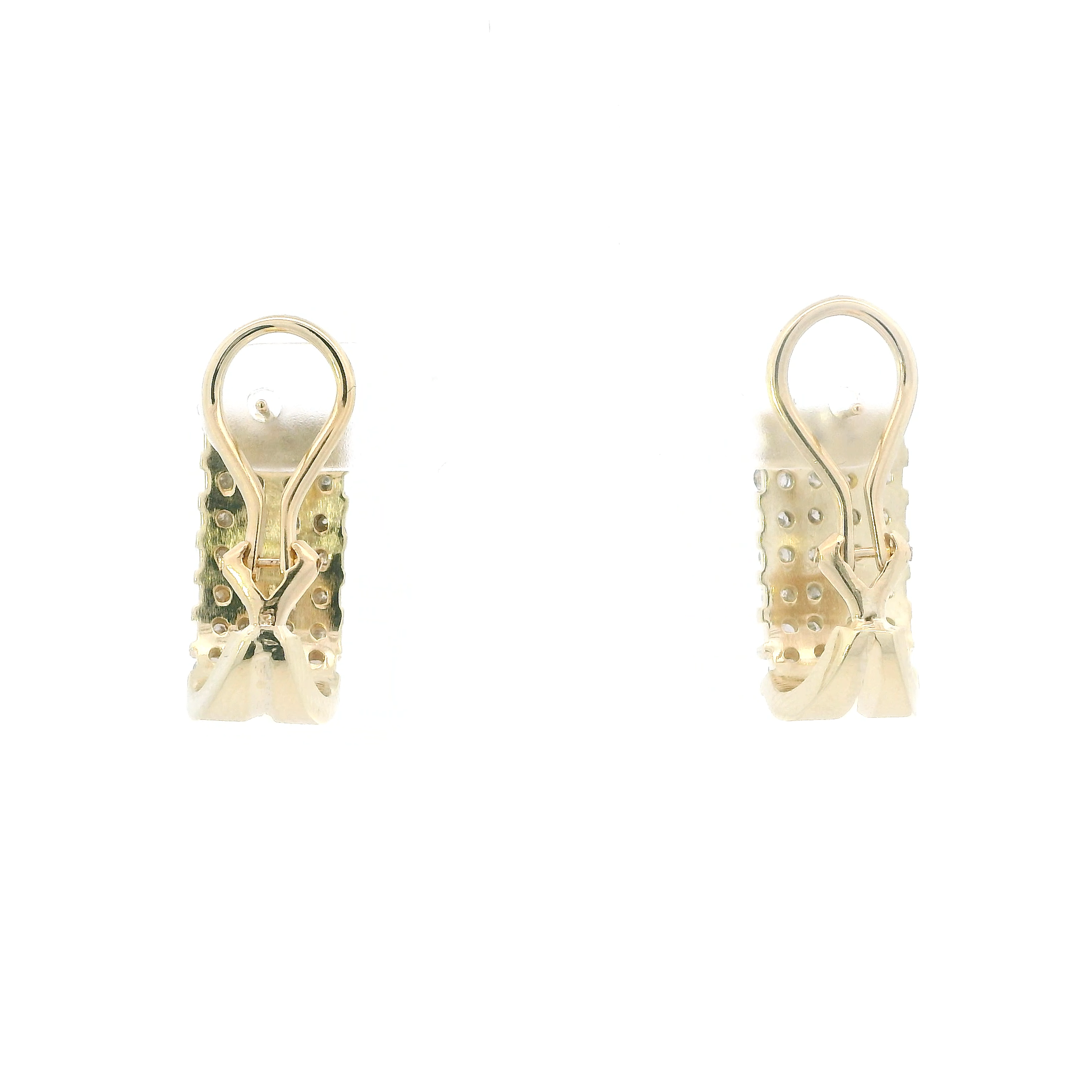 14K Yellow Gold Diamond Oval Hoop Lever Back Earrings - 1.68ct