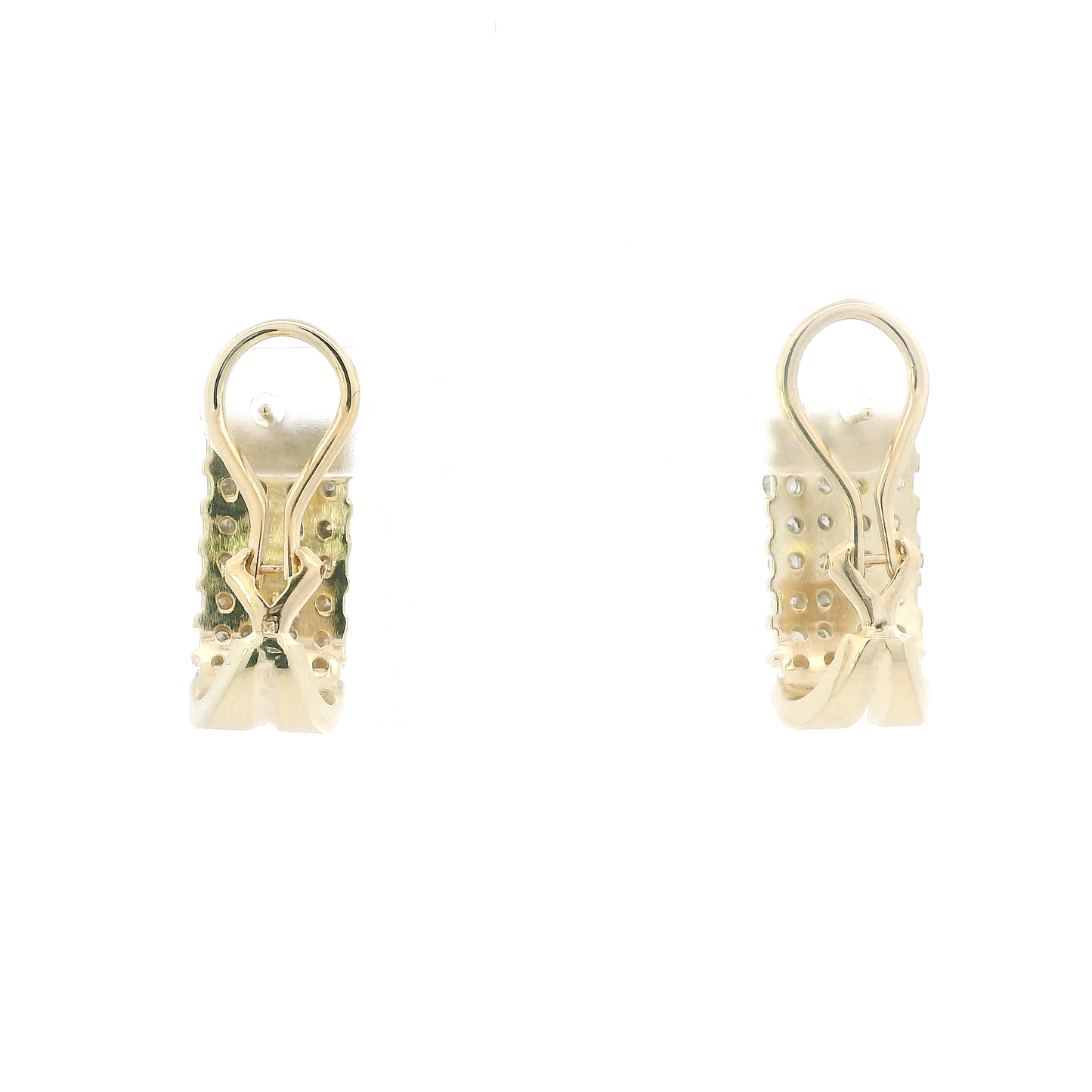 14K Yellow Gold Diamond Oval Hoop Lever Back Earrings - 1.68ct