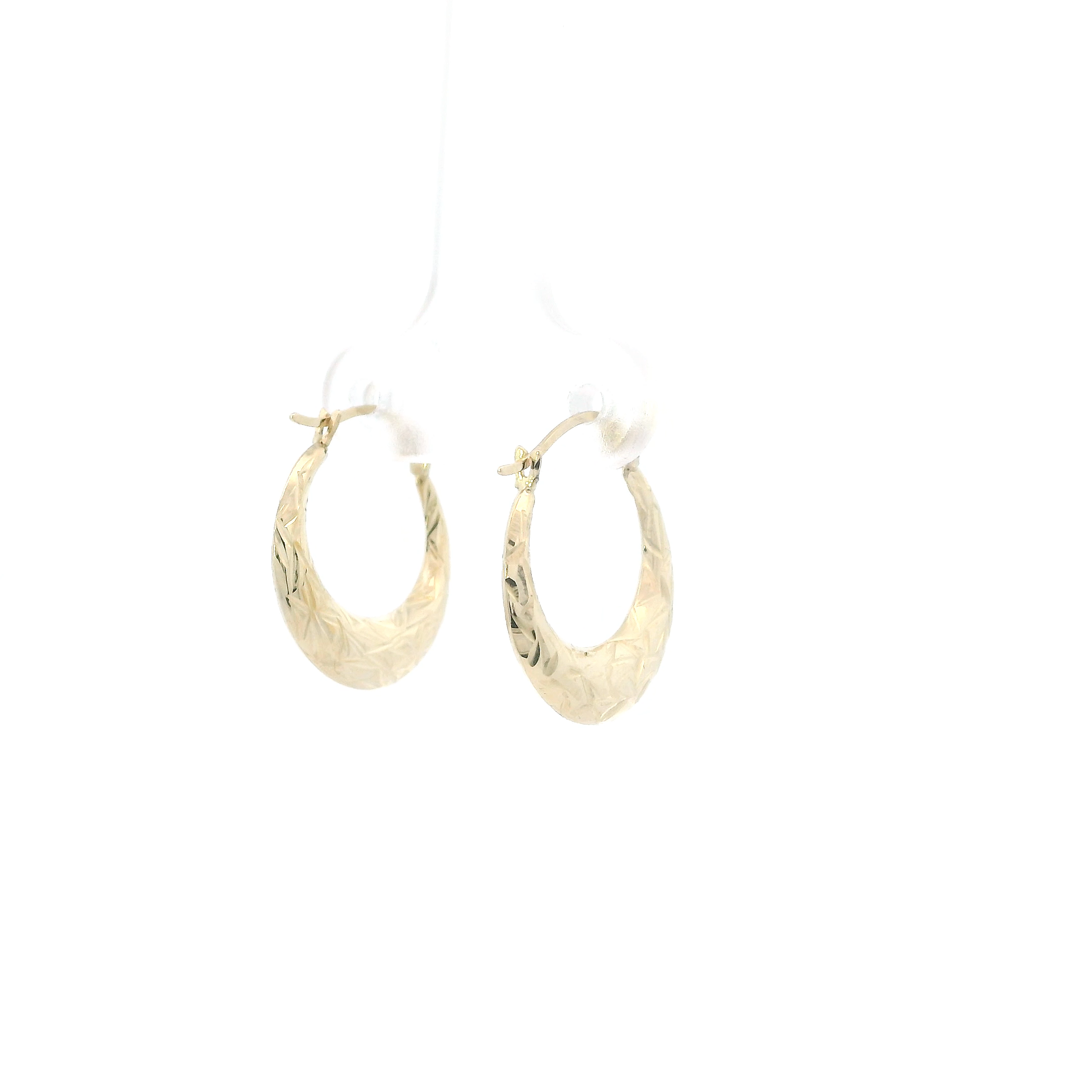 10K Yellow Gold Diamond Cut Hoop Earrings