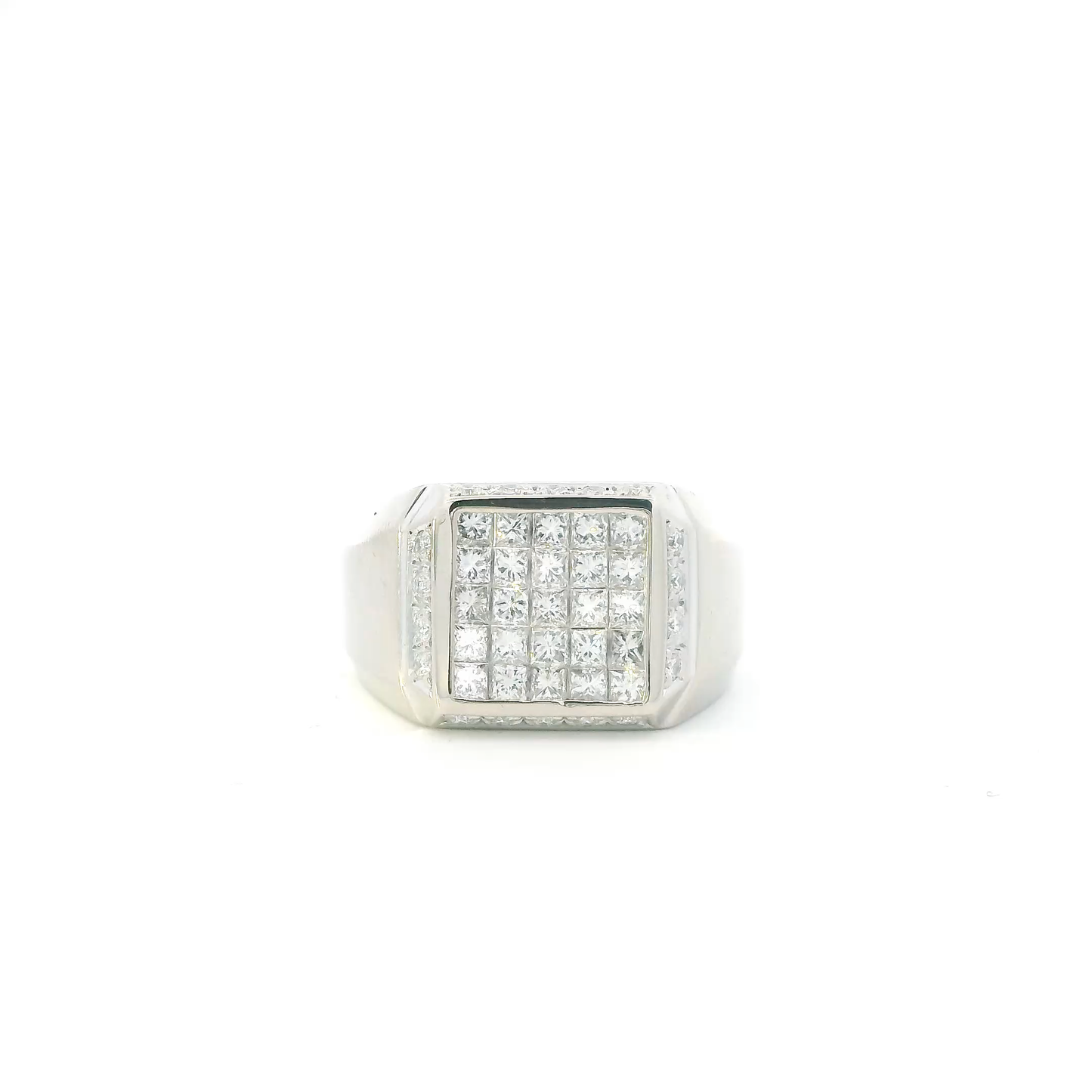 14K White Gold Diamonds Mens Ring - 1.48ct