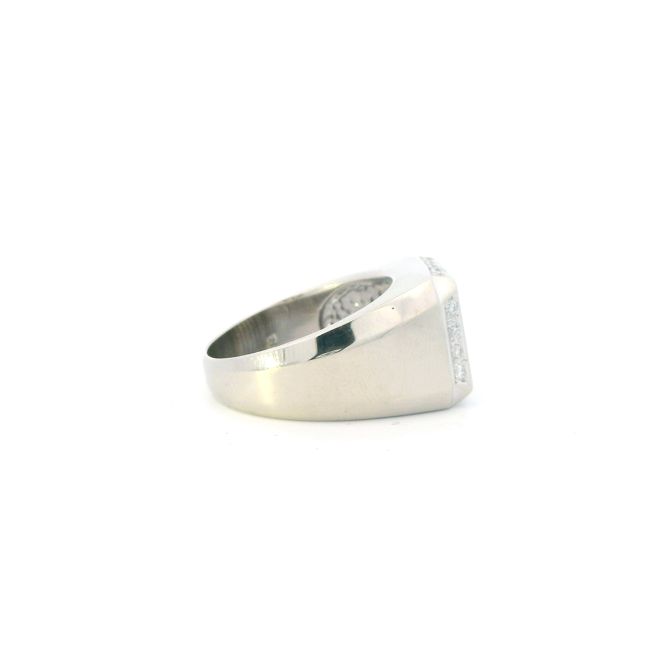 14K White Gold Diamonds Mens Ring - 1.48ct