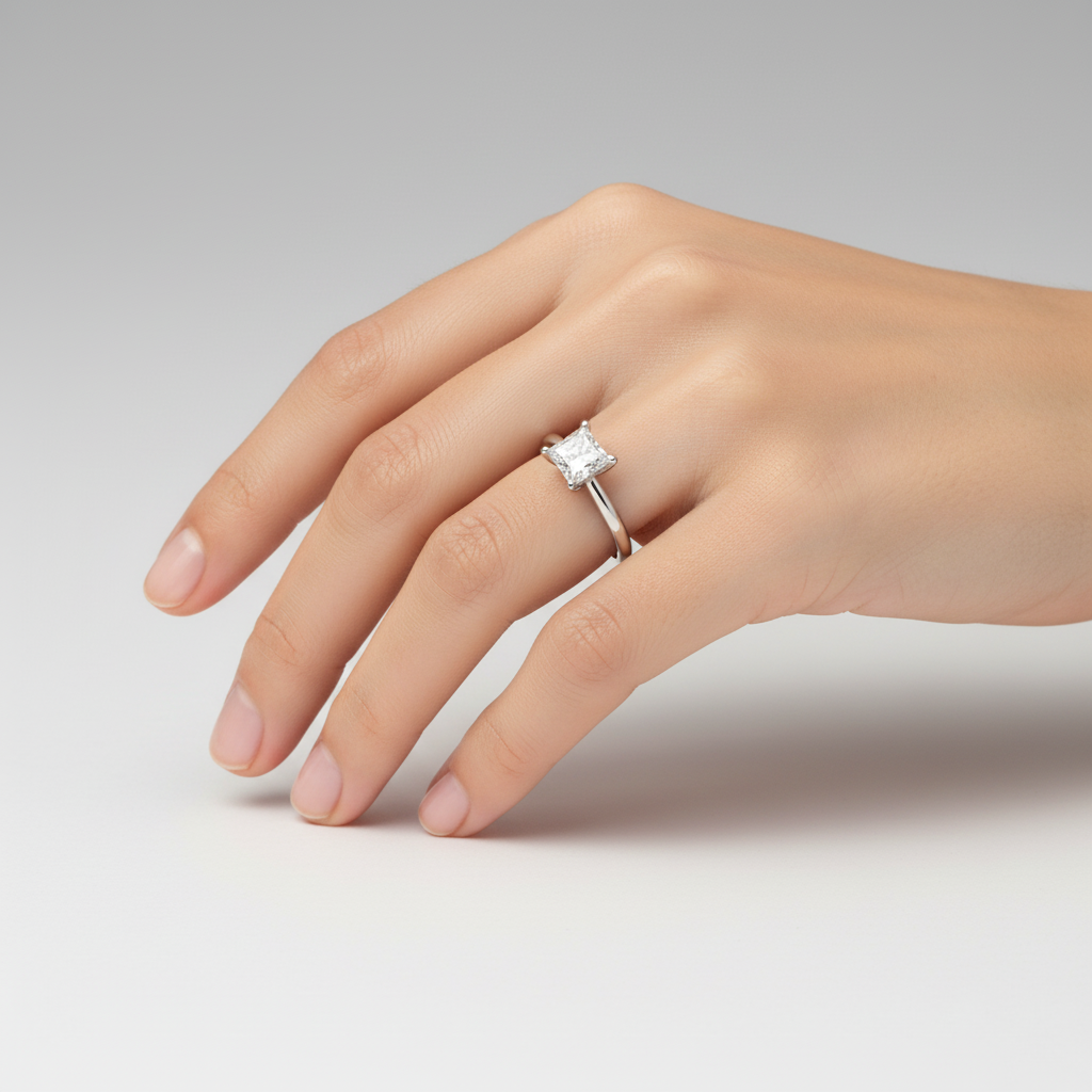 14K White Gold Solitaire Diamond Ring - 0.99ct