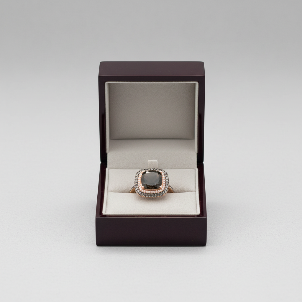 14K Rose Gold Smokey Quartz Womans Ring