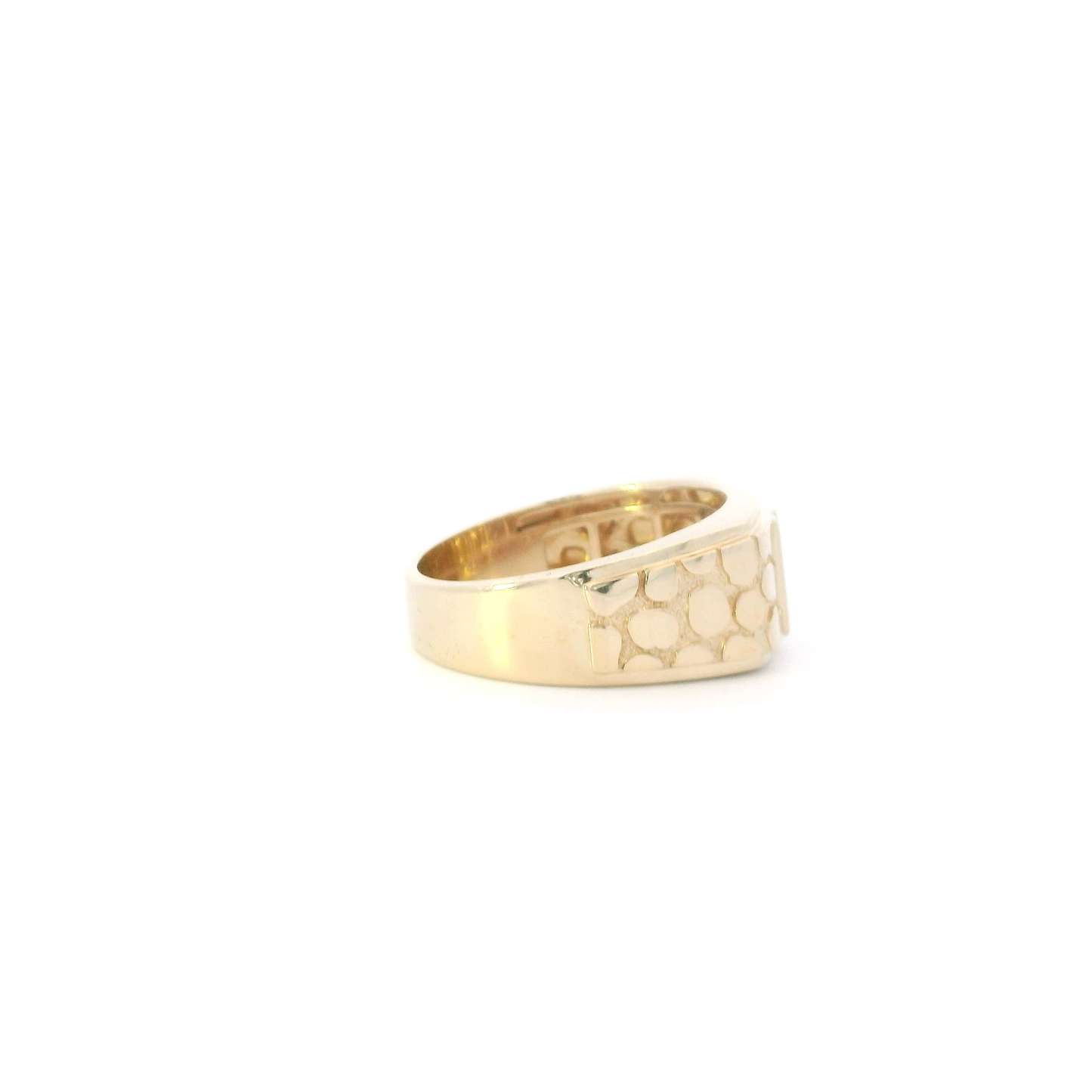 14K Yellow Gold Diamond Nugget Mens Ring - 0.03ct