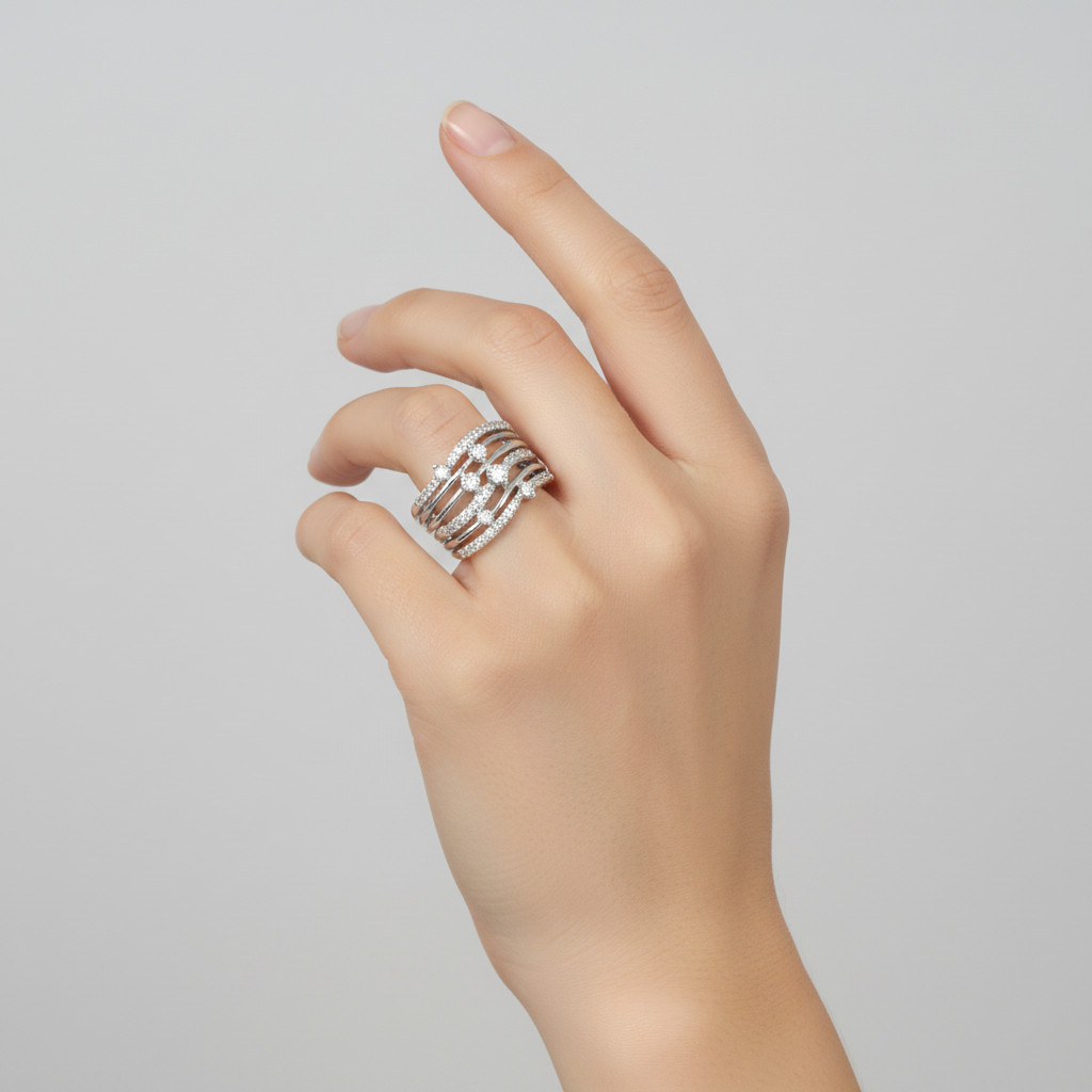 14K White Gold Diamonds Womans Ring - 0.50ct