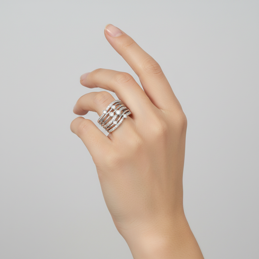 14K White Gold Diamonds Womans Ring - 0.50ct