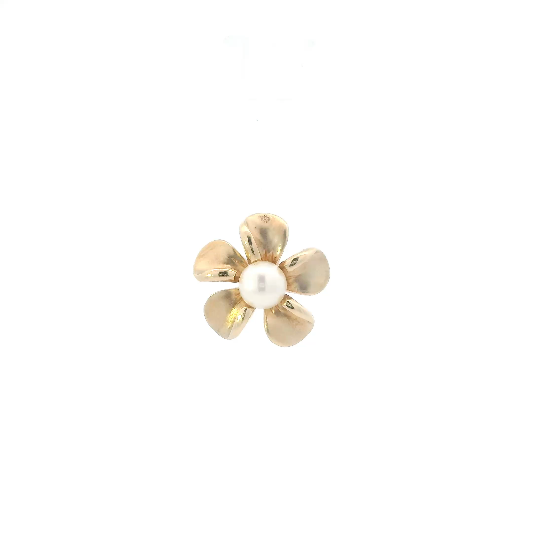 14K Yellow Gold Pearl Flower Pendant