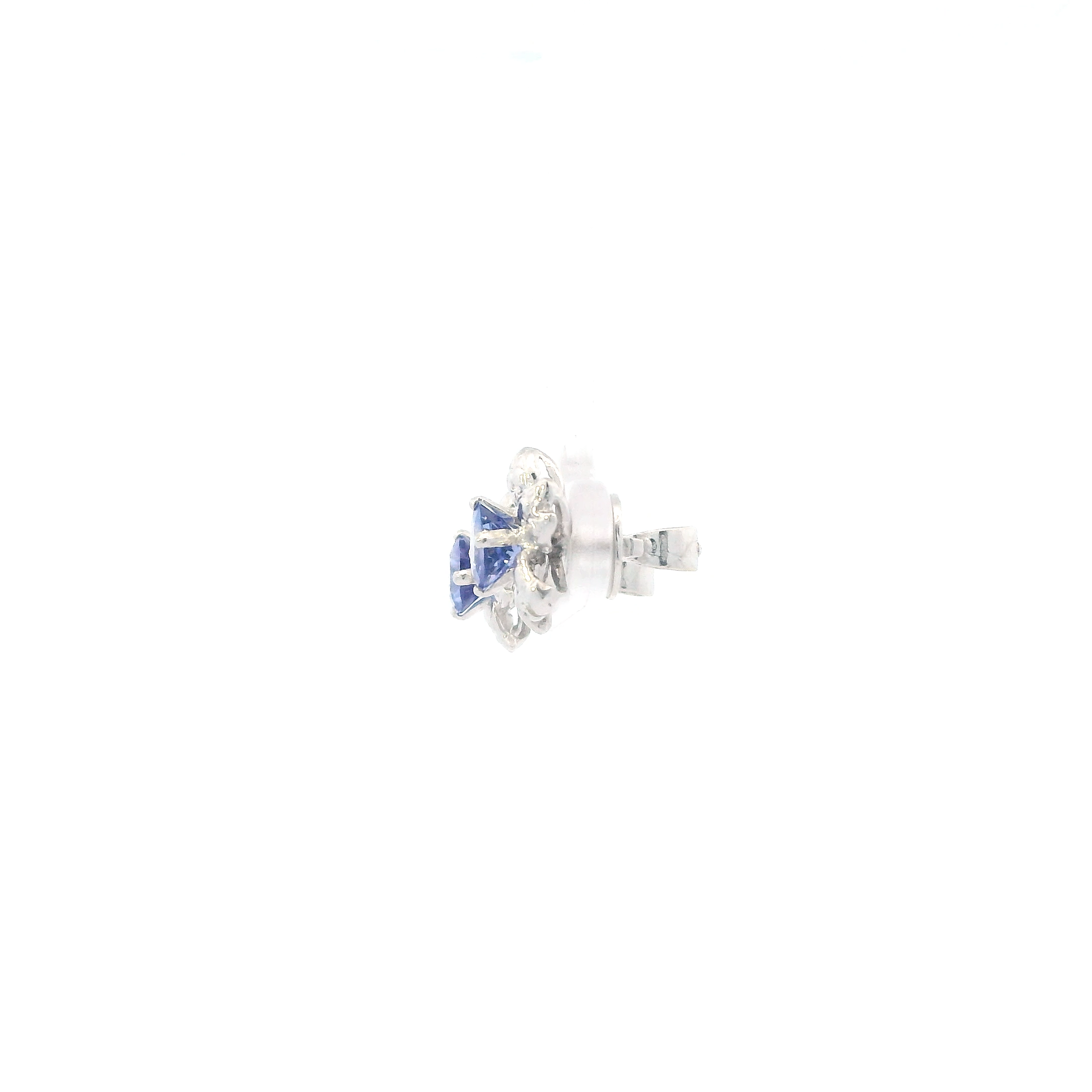 14K White Gold Tanzanite Flower Womans Ring & Tanzanite Earrings Set