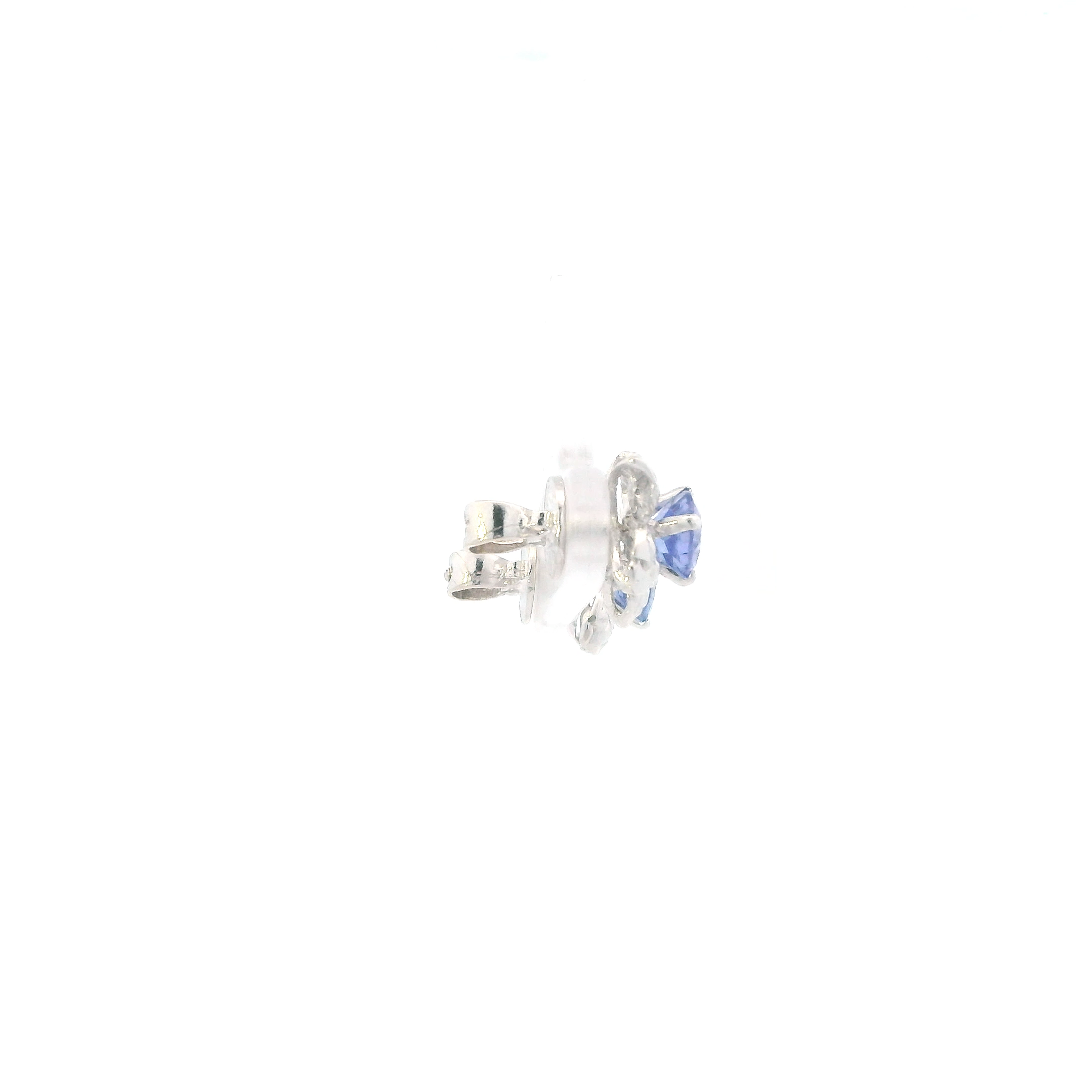 14K White Gold Tanzanite Flower Womans Ring & Tanzanite Earrings Set