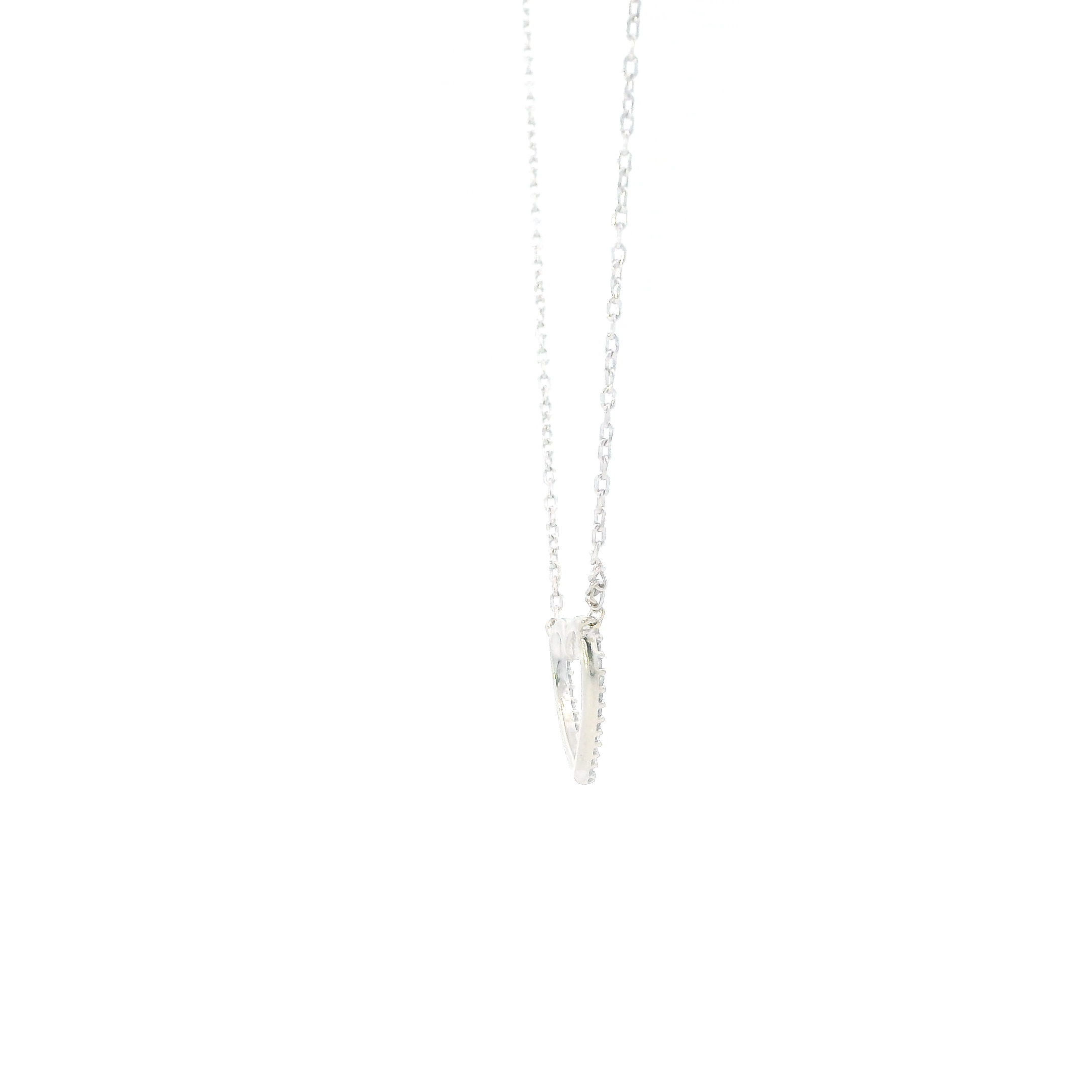 10K White Gold Open Heart Pendant & Cable Chain Necklace