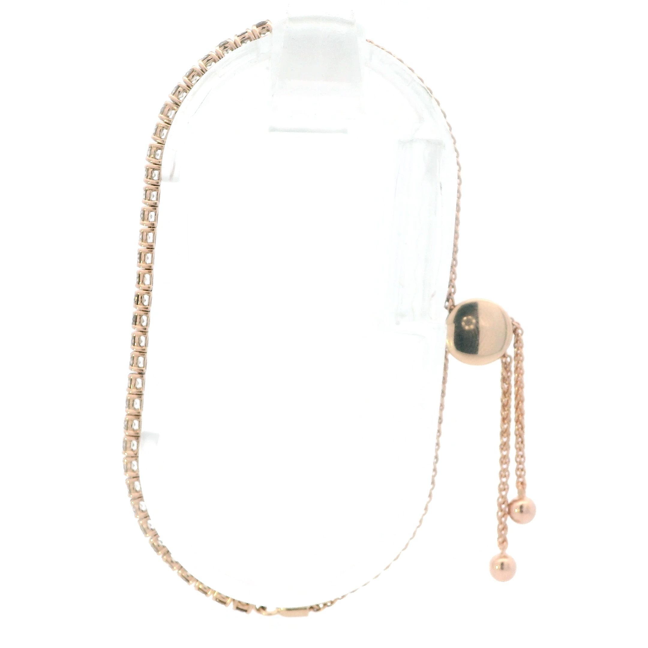 14K Rose Gold Adjustable Diamonds Bolo Bracelet - 1.65ct