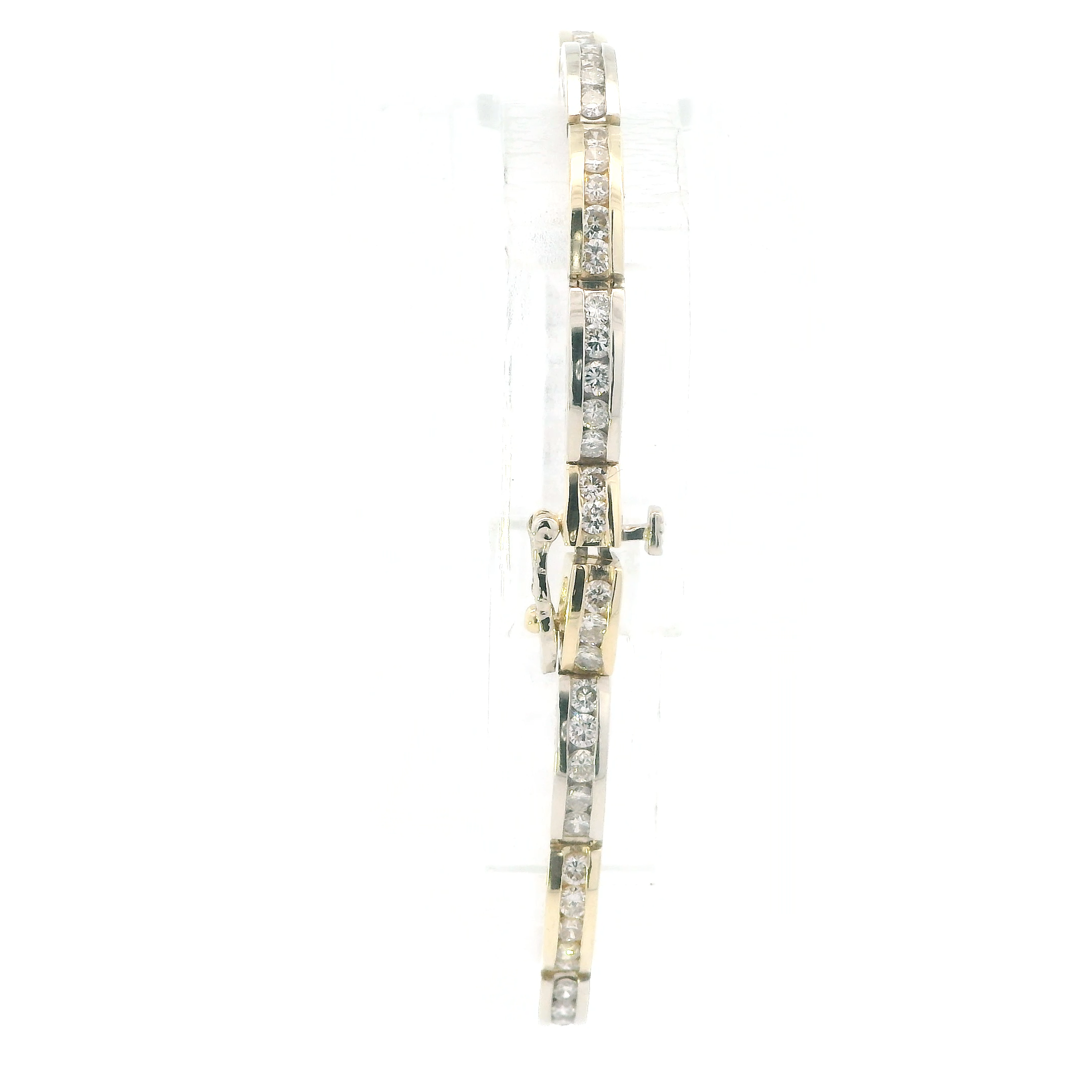 14K Yellow & White Gold Diamonds Tennis Bracelet - 3.20ct