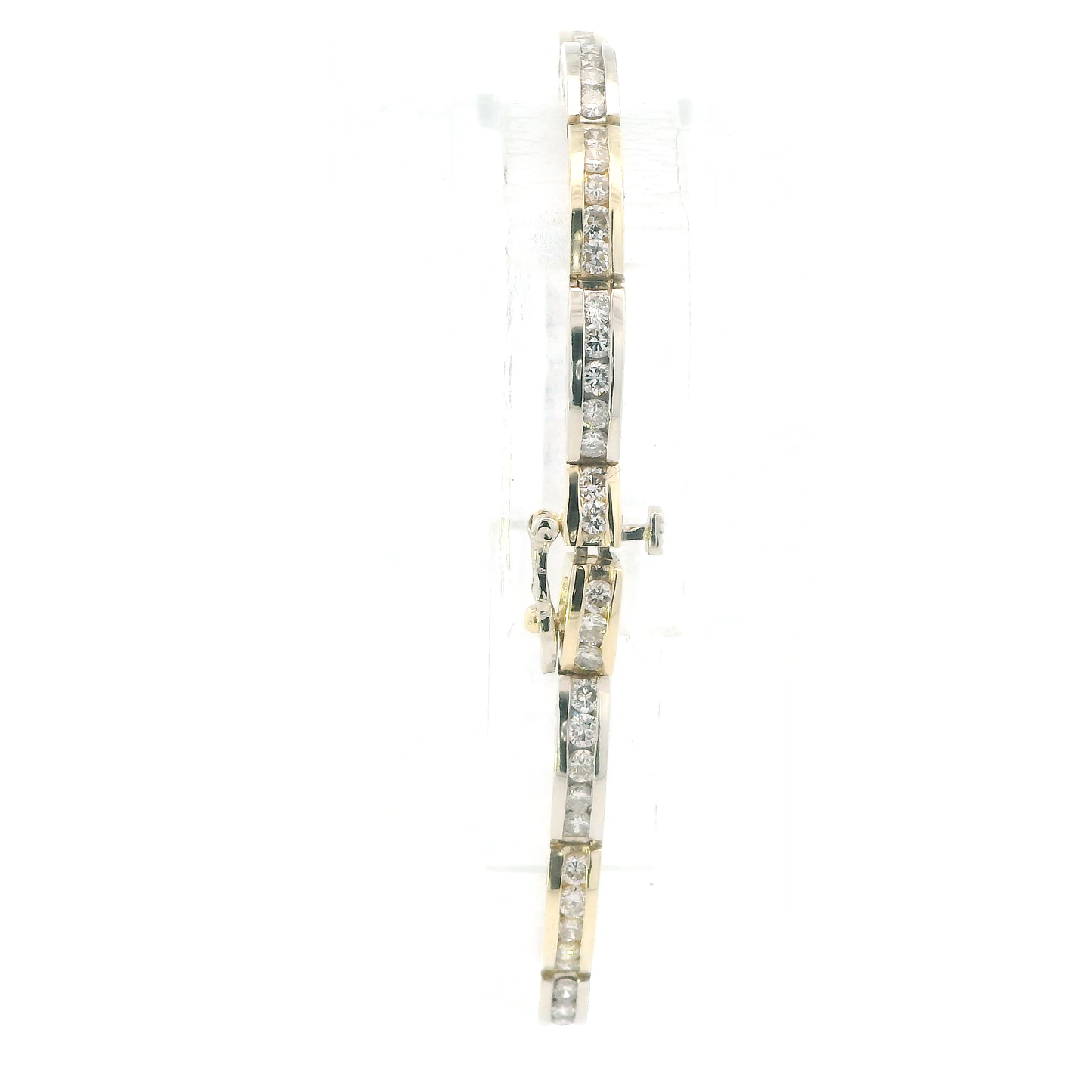 14K Yellow & White Gold Diamonds Tennis Bracelet - 3.20ct