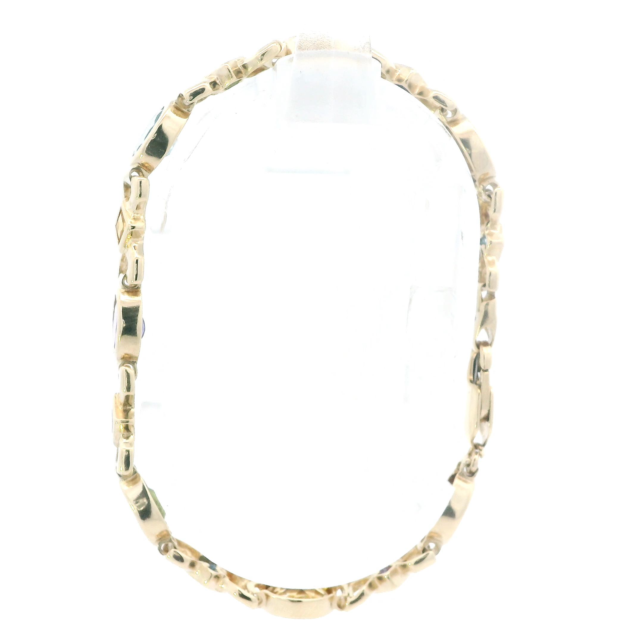 14K Yellow Gold Garnet, Citrine, Peridot, Amethysts, & Topaz Bracelet